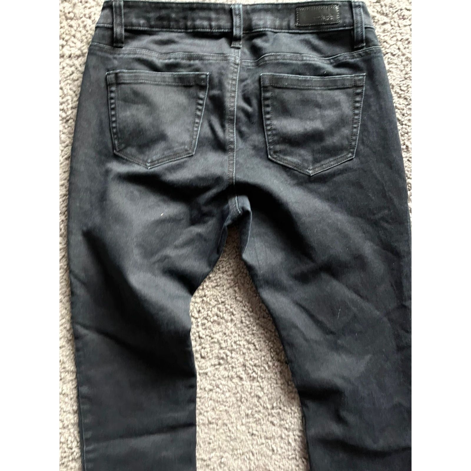 Vintage Kenneth Cole Reaction Jeans Skinny Womens Size 6 Dark Black Denim Cotton Blend Button Inseam 27 Distressed Mid Rise 8.5-10.5 In. Size 28" / US 6 / IT 42 - 4 Thumbnail