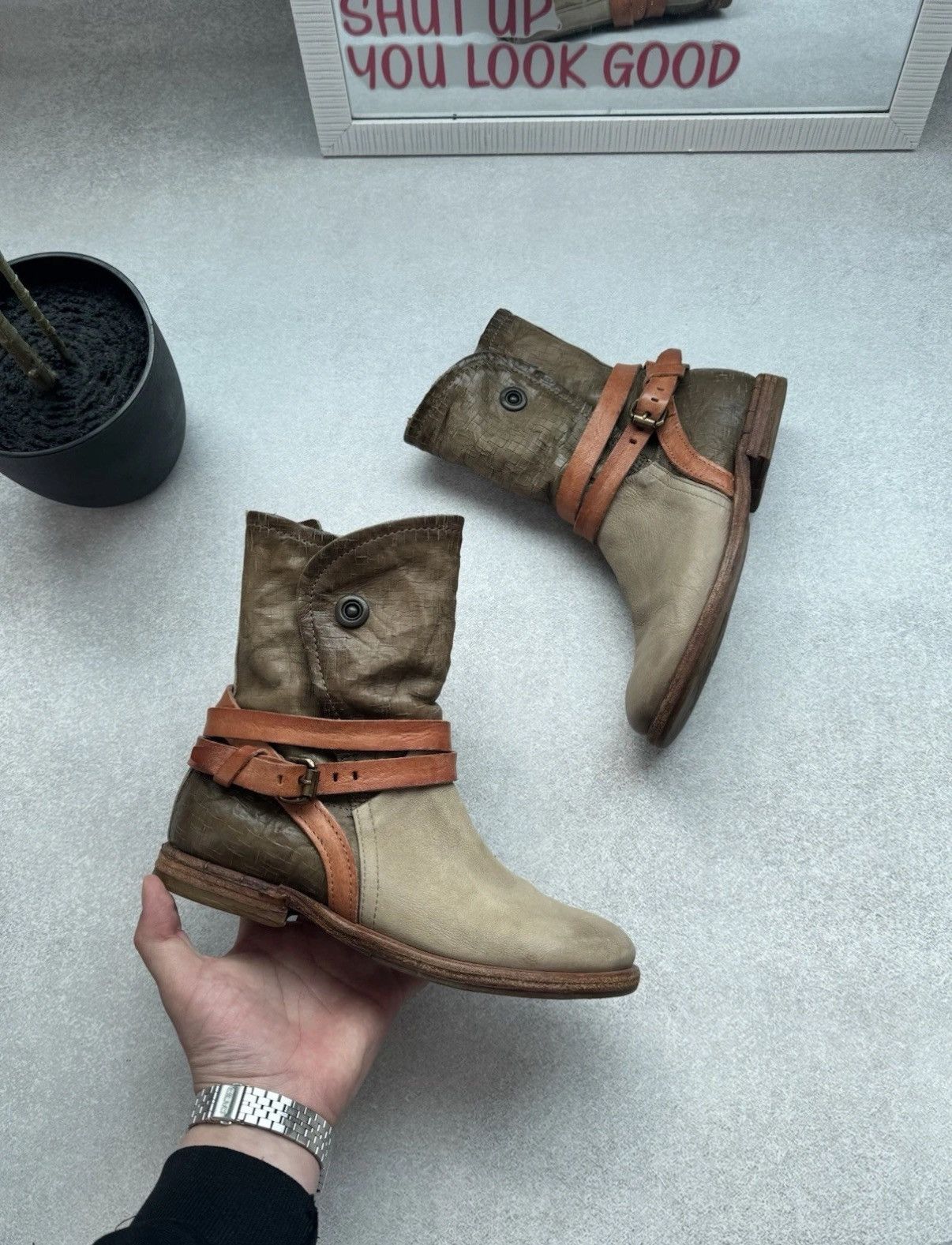 A.S.98 Vintage A.S 98 Airtep Swamp Ankle Women Leather Biker Boots Size US 6.5 / IT 36.5 - 2 Thumbnail