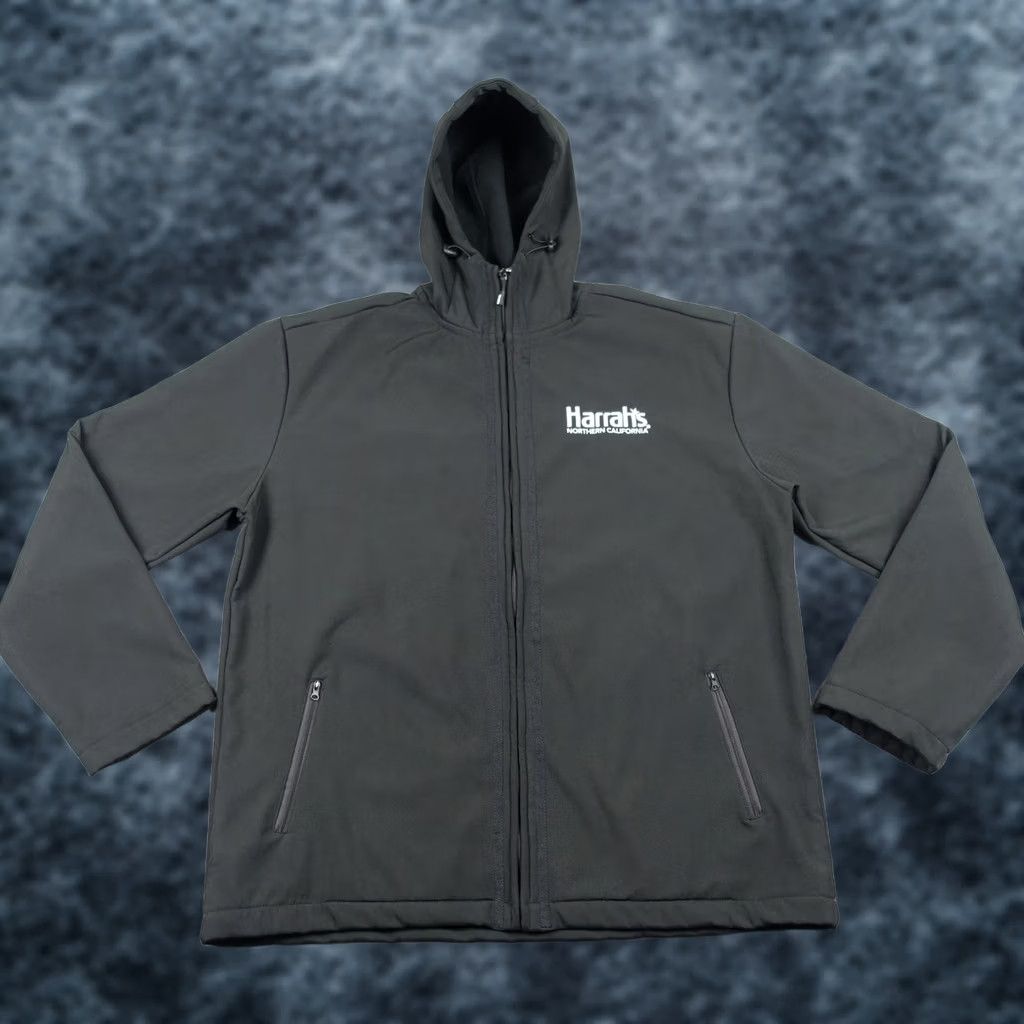 Rains Harrah's Jacket Mens 3XL Black Hooded Softshell Zipper Pockets Windbreaker Casual Winter Fall Lined Embroidered Logo NV CA Size US XXL / EU 58 / 5 - 1 Thumbnail