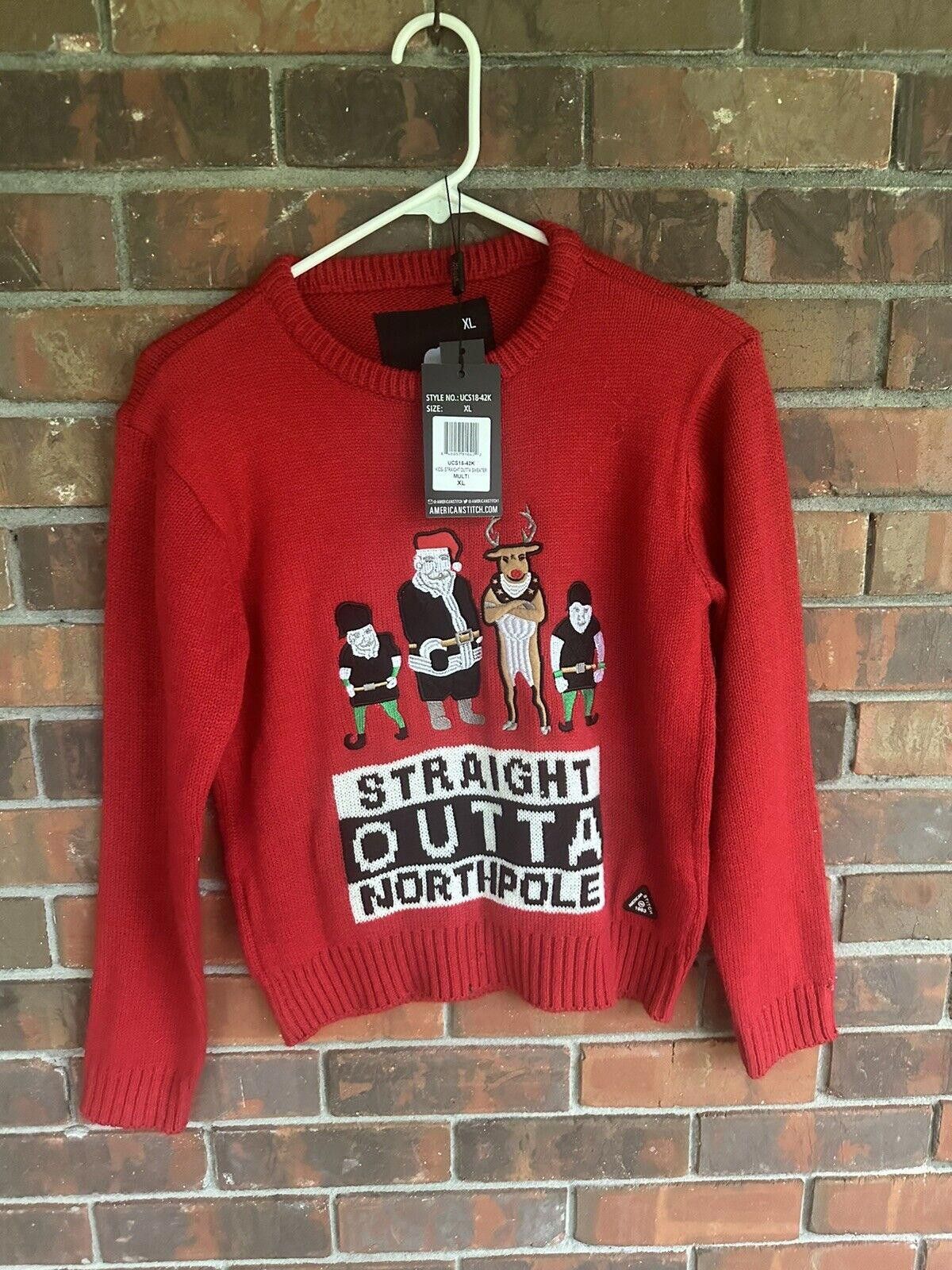 Designer American Stitch Boys Christmas Sweater Red Xl Extra Large Size US S / EU 44-46 / 1 - 1 Thumbnail