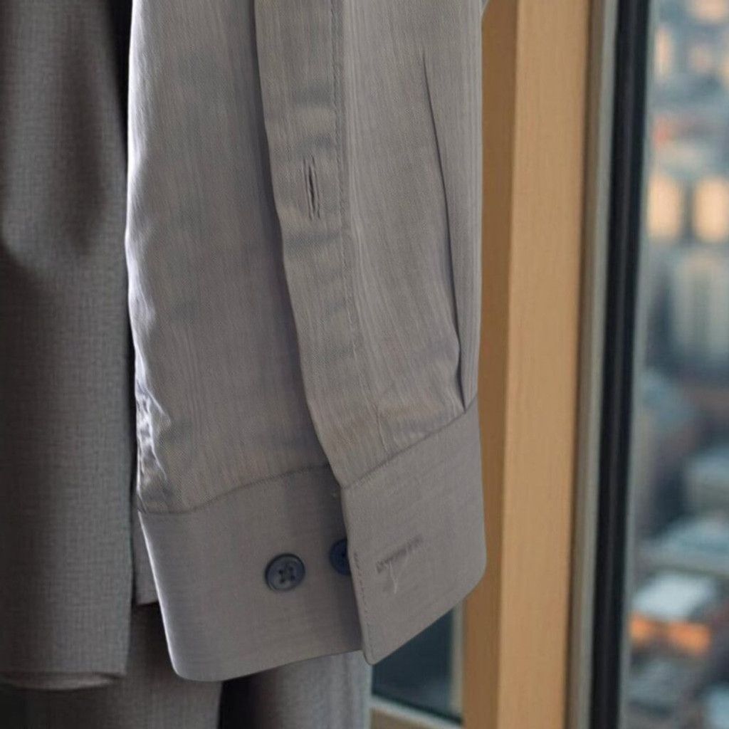 Calvin Klein Calvin Klein Men's Gray Slim Dress Shirt 32/33 15 1/2 Size 34S - 3 Thumbnail