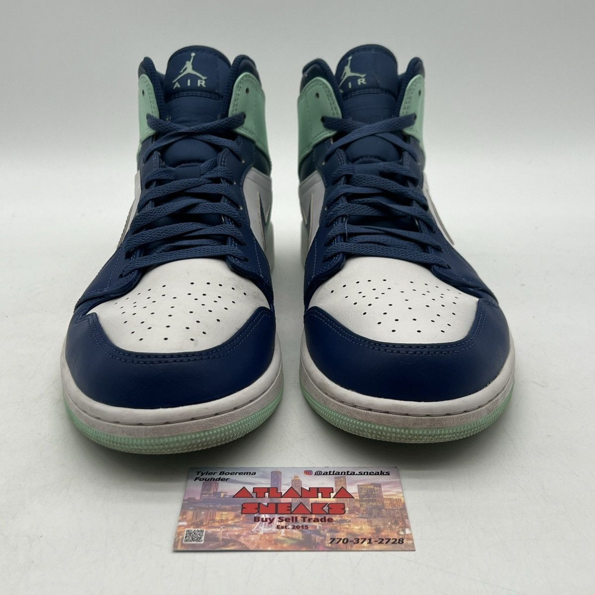 Nike Air Jordan 1 mid blue mint Size US 12.5 / EU 45-46 - 2 Thumbnail