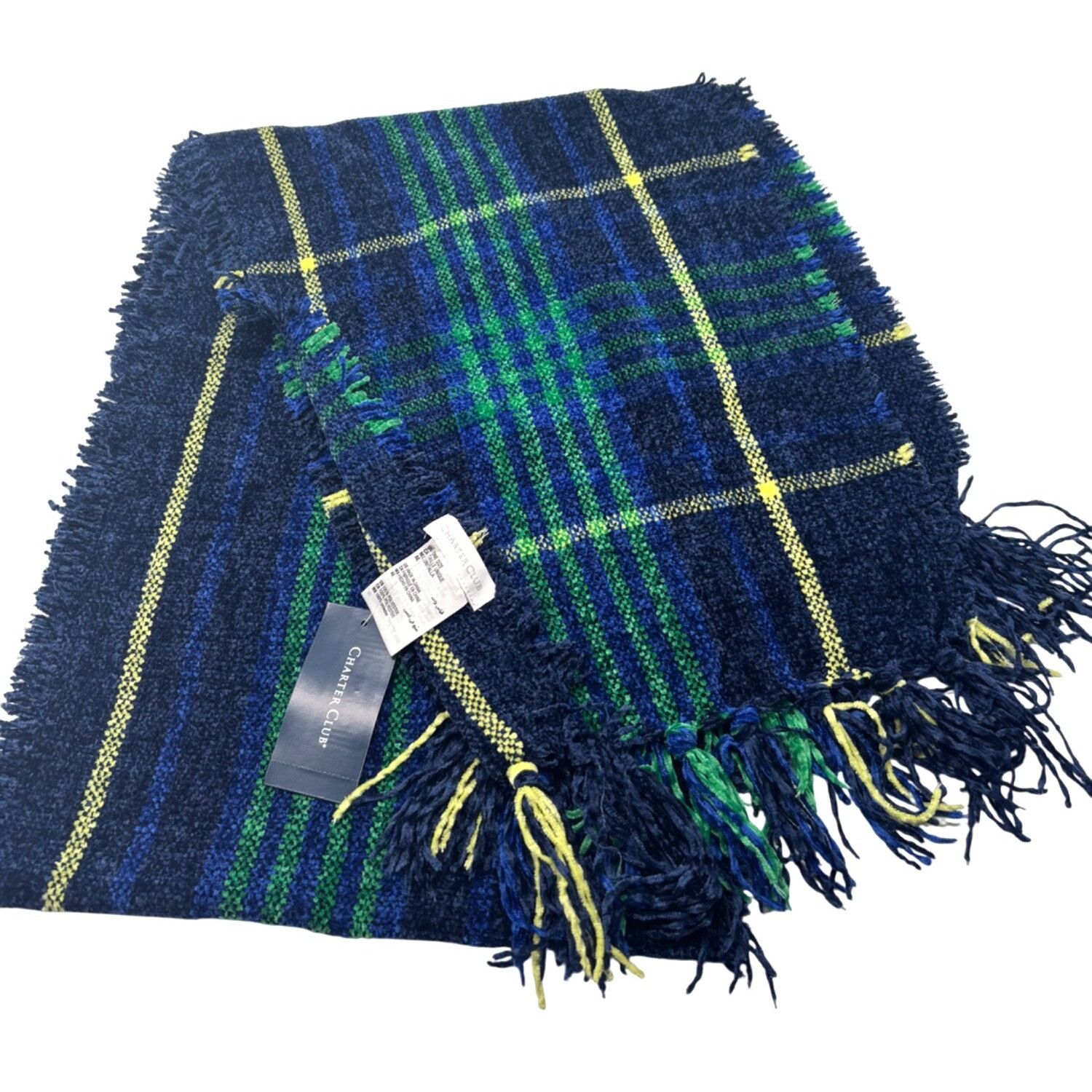 Charter Club Charter Club Women's Chenille Square-Plaid Scarf, Blue Size ONE SIZE - 1 Thumbnail