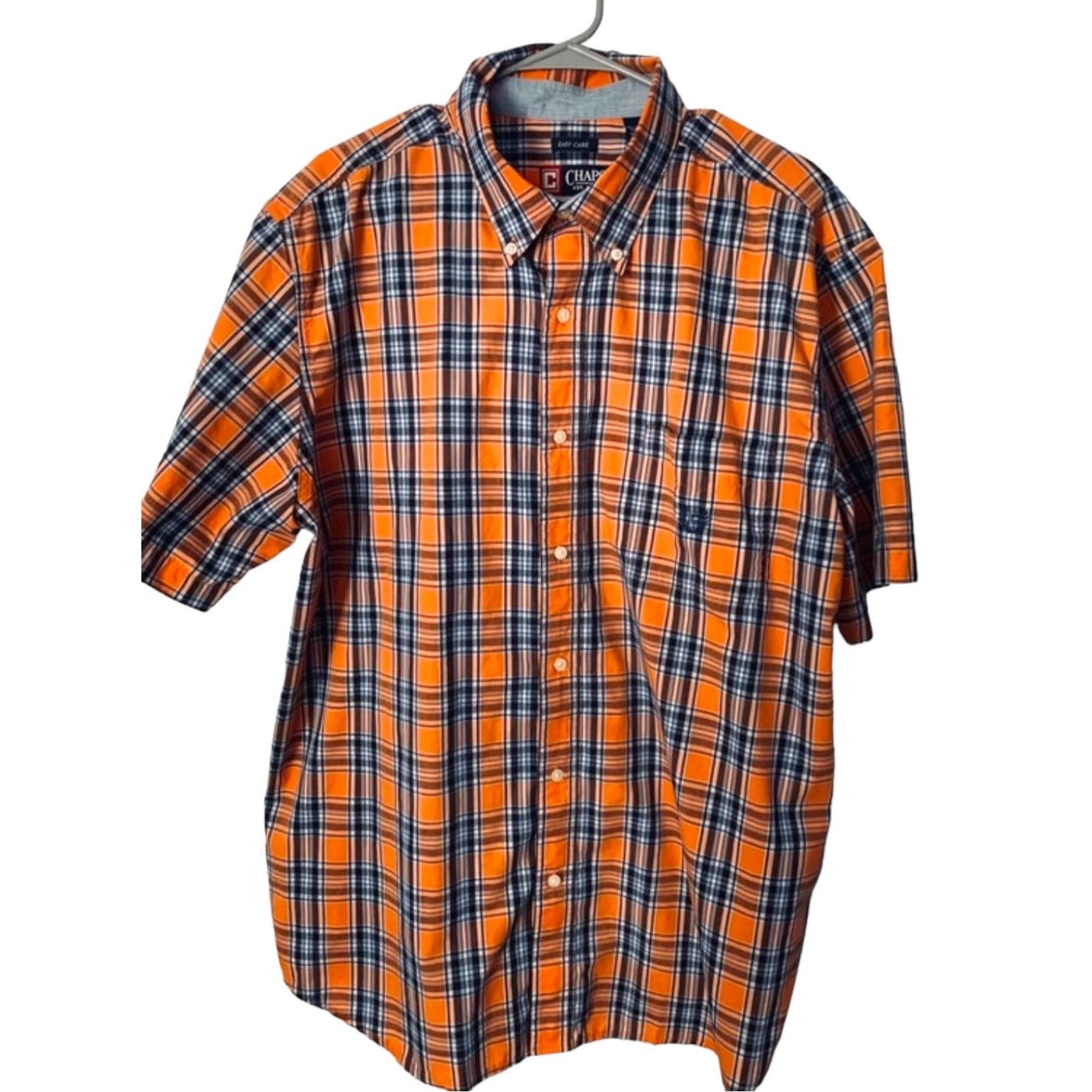 Chaps Chaps XXL Orange Navy Plaid Button-Down Shirt Short Sleeve Size US XXL / EU 58 / 5 - 1 Thumbnail