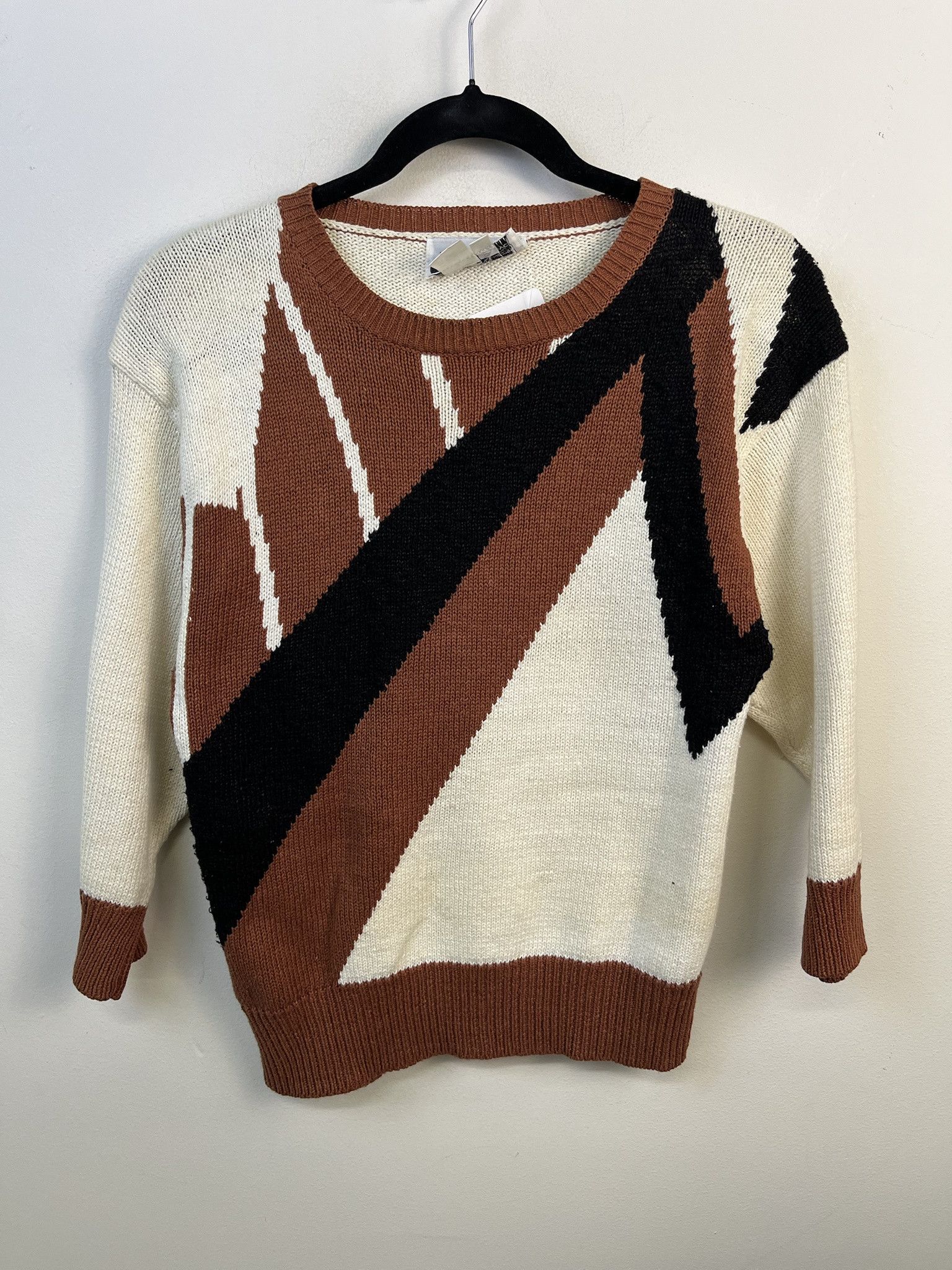 Vintage Vintage Knit Sweater 1990s Thick Knit Brown Black Streak Size S Size US S / EU 44-46 / 1 - 1 Thumbnail