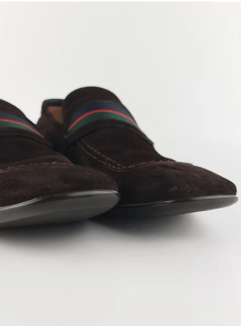 Gucci Gucci Brown Suede Web Slip On Loafers Size US 7 / EU 40 - 5 Thumbnail