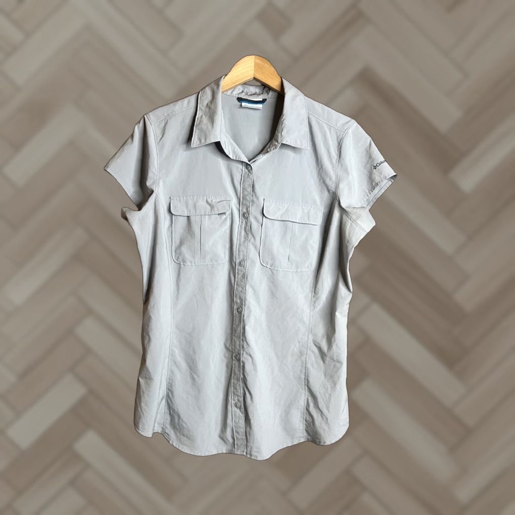 Vintage Columbia Shirt Women L Gray Button-Up Casual Basic All Seasons Size L / US 10 / IT 46 - 1 Thumbnail