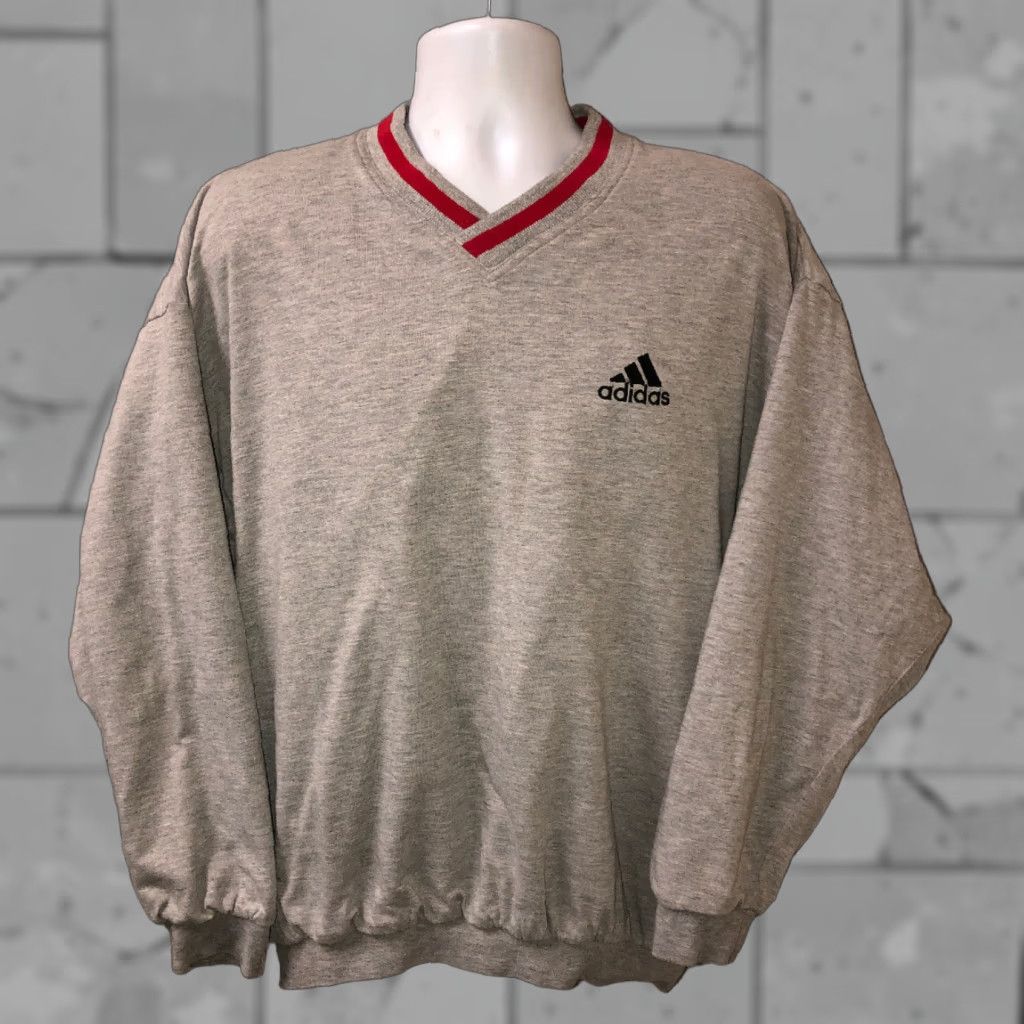 Adidas Adidas Sweatshirt V-Neck Pullover Mens L Gray 25 Inch Armpit Size US L / EU 52-54 / 3 - 1 Thumbnail