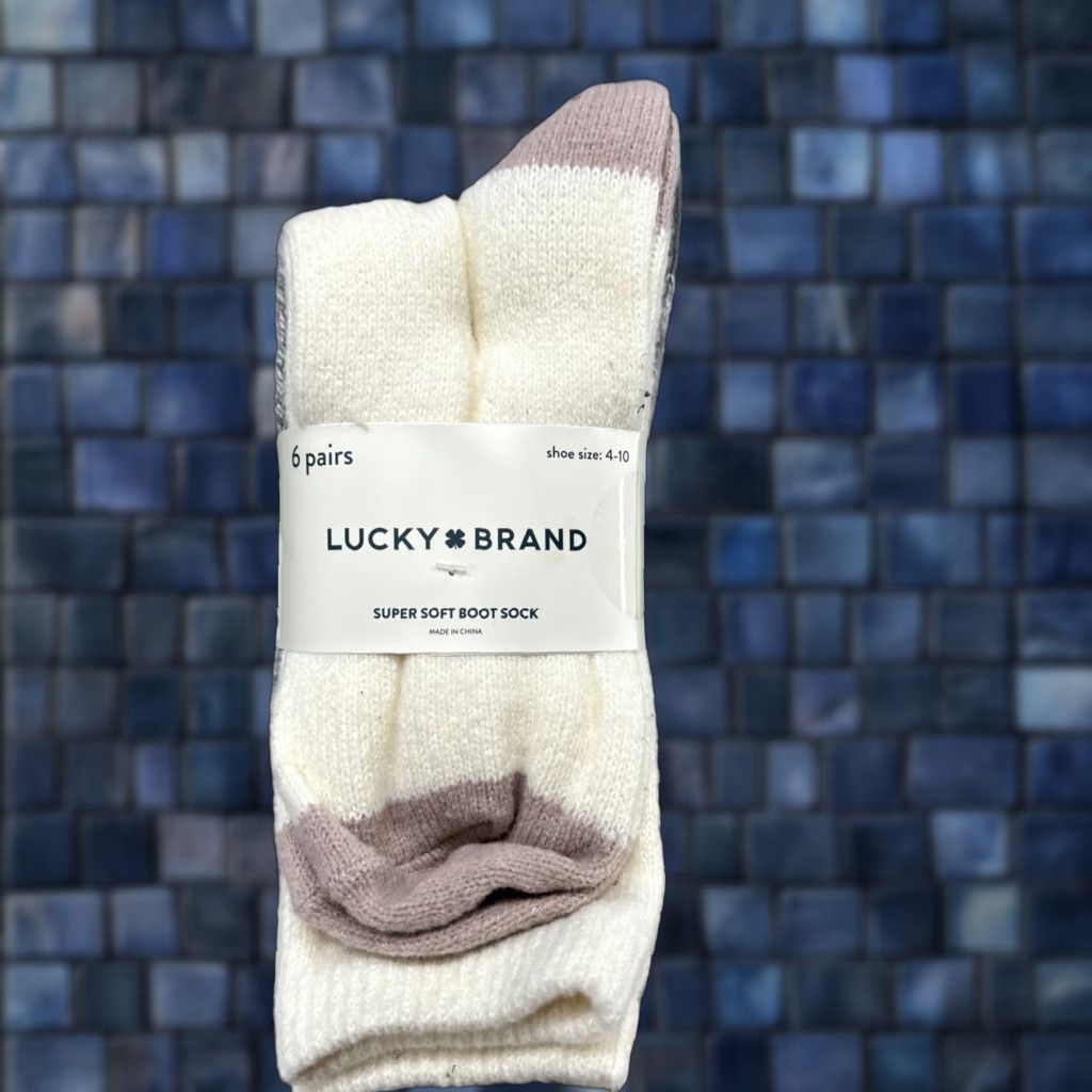 Lucky Brand Lucky Brand Ladies' Boot Crew Socks 6-Pair Pack Size 4-10 Multicolor Polyester Blend Crew Socks Women Fall Winter Super Soft Opaque Mid Calf 6 Pairs Size US 4 / IT 34 - 1 Thumbnail