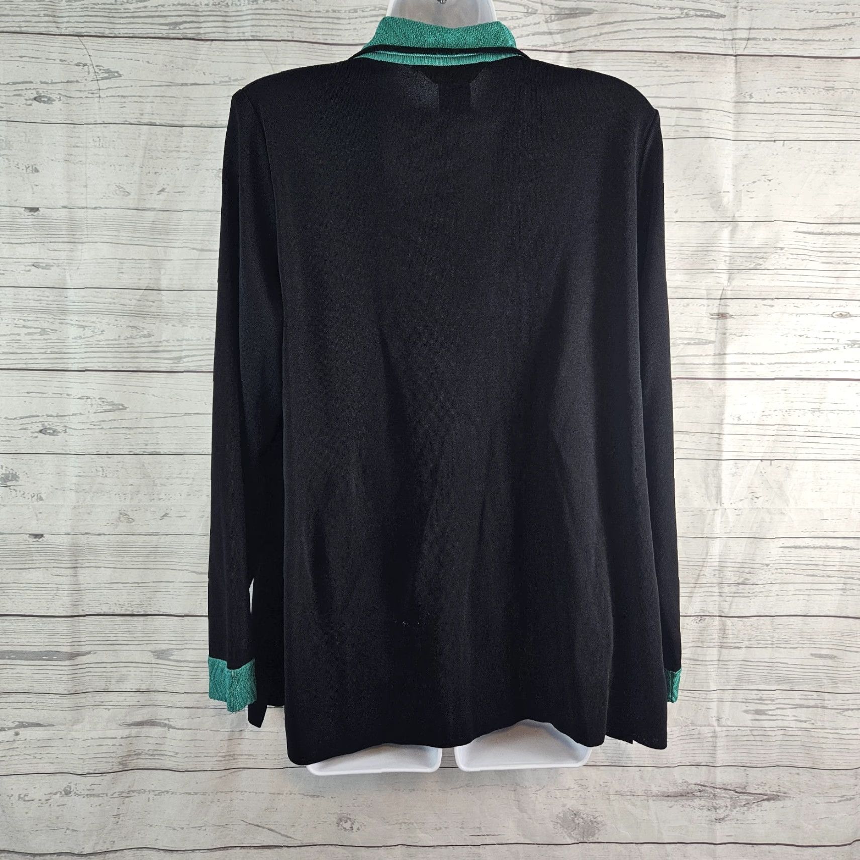 Vintage Misook Jacket Womens Medium Black Button Front Long Sleeve Knit Coat StyleBasic Jacket Mens Womens Size M / US 6-8 / IT 42-44 - 3 Thumbnail