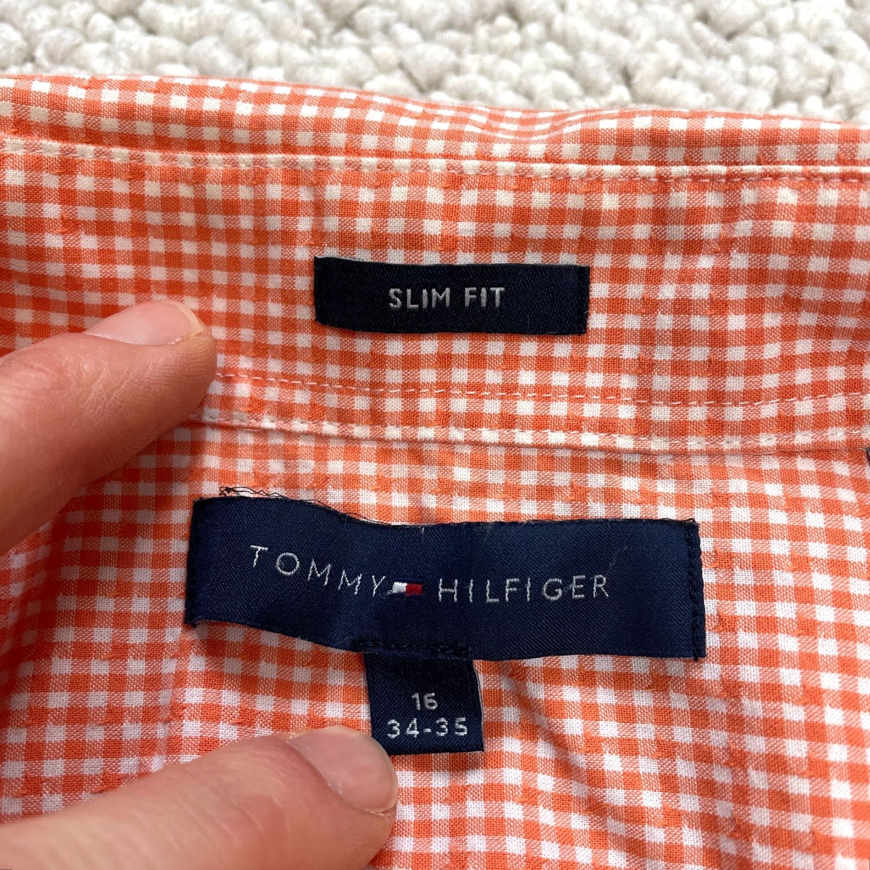 Tommy Hilfiger Tommy Hilfiger Shirt Mens 16 34-35 Orange Check Slim fit Long Sleeve Button Up Size US S / EU 44-46 / 1 - 2 Thumbnail