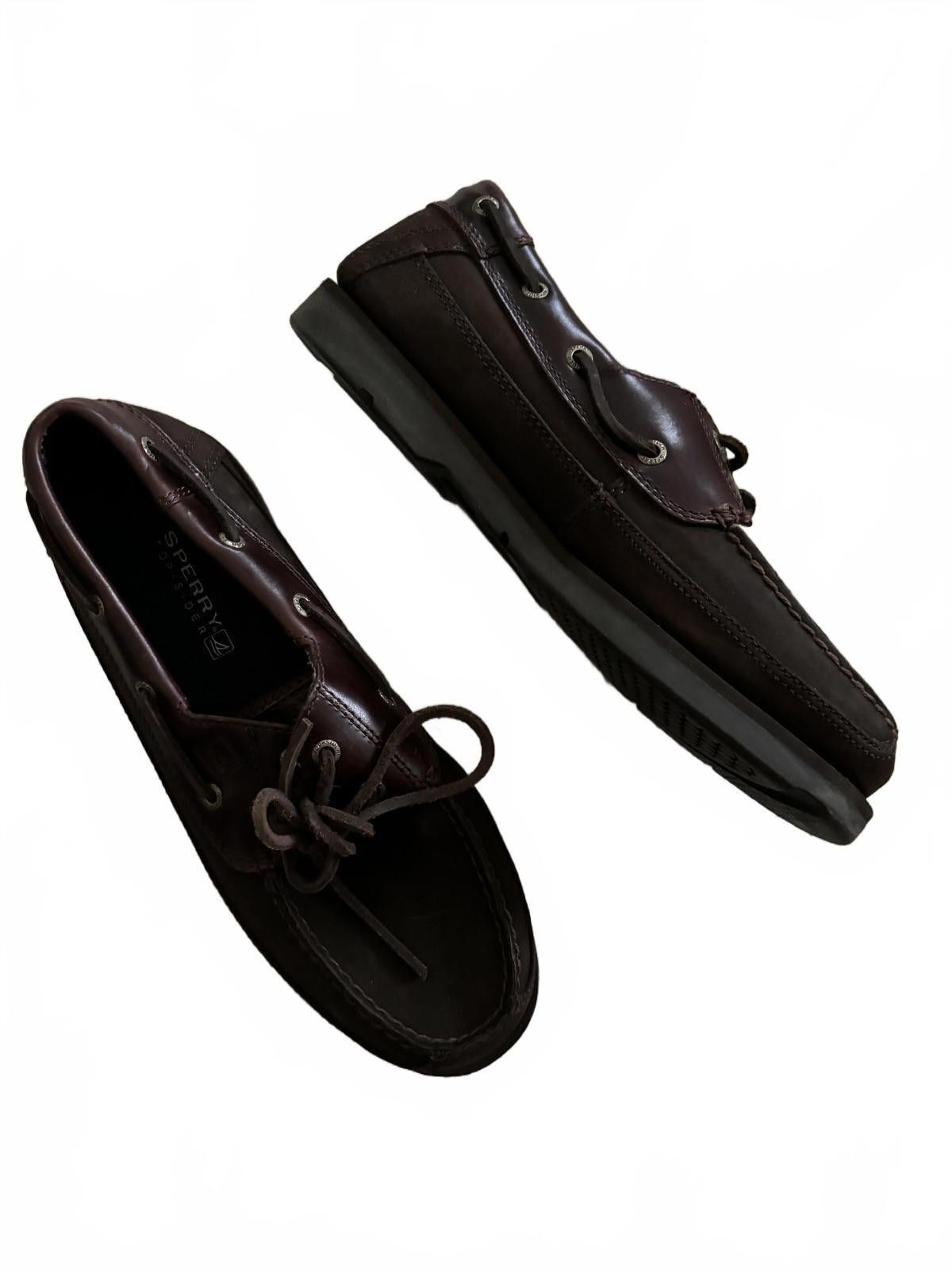 Designer NEW Sperry Top-Sider Authentic Brown Leather Boat Shoes Size US 10 / EU 43 - 2 Thumbnail