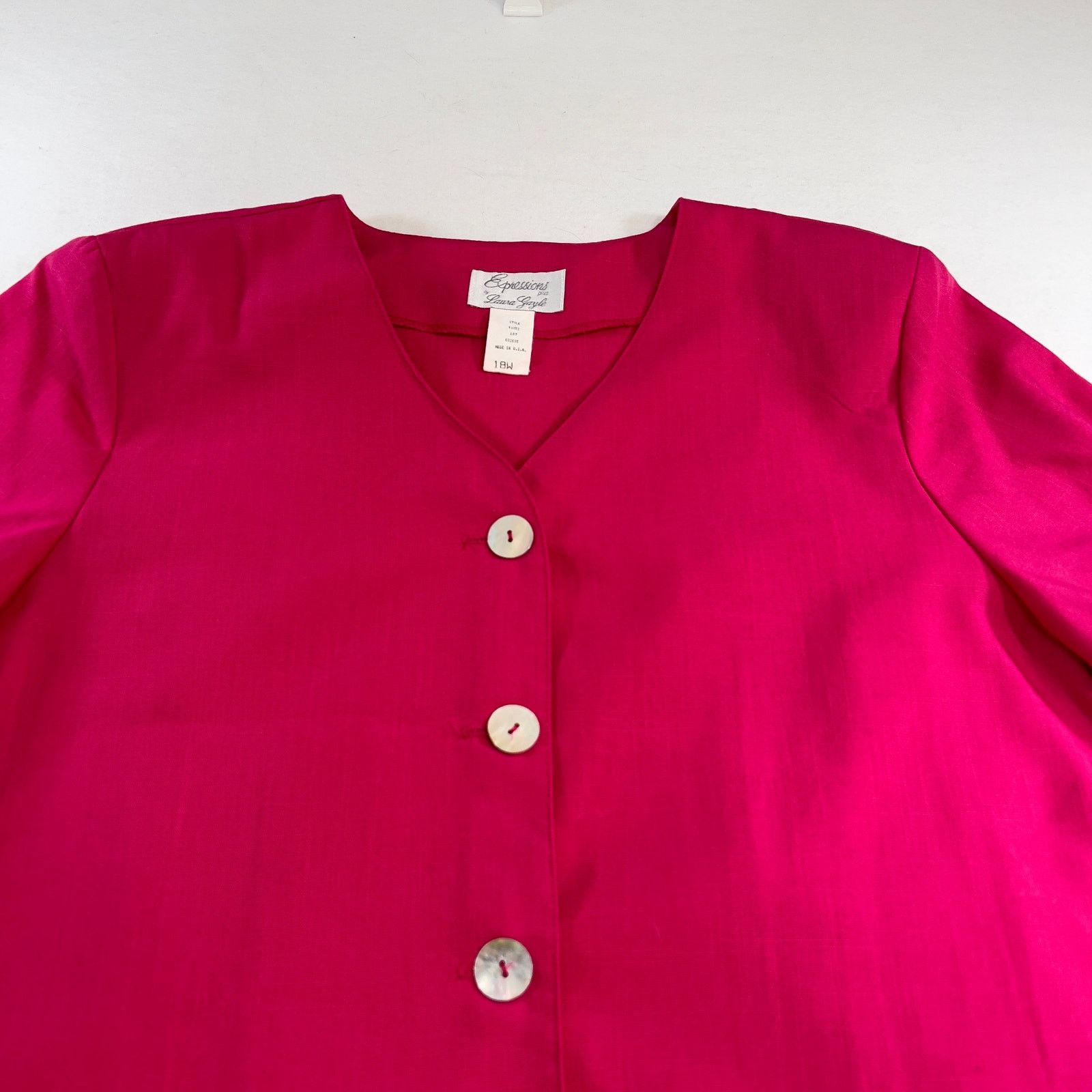 Other Expressions by Laura Gayle Button Shirt Womans 18W V-Neck Size XXL / US 16-18 / IT 52-54 - 4 Thumbnail