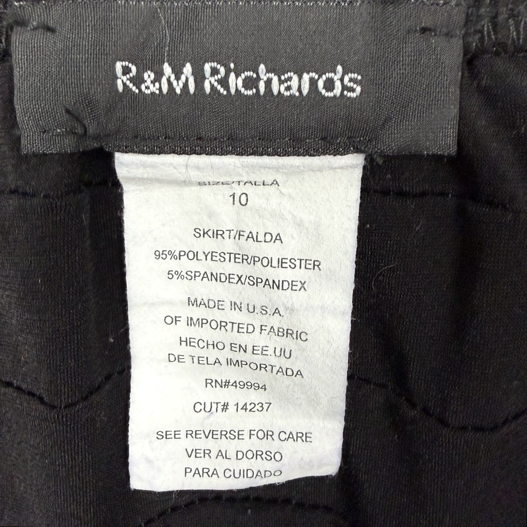 Vintage R&M Richards Skirt 10 Black Layered Knit Midi Pencil Office Workwear USA Women Regular 95% Polyester 5% Spandex Elastic Waist Pull On Size 32" / US 10 / IT 46 - 4 Thumbnail