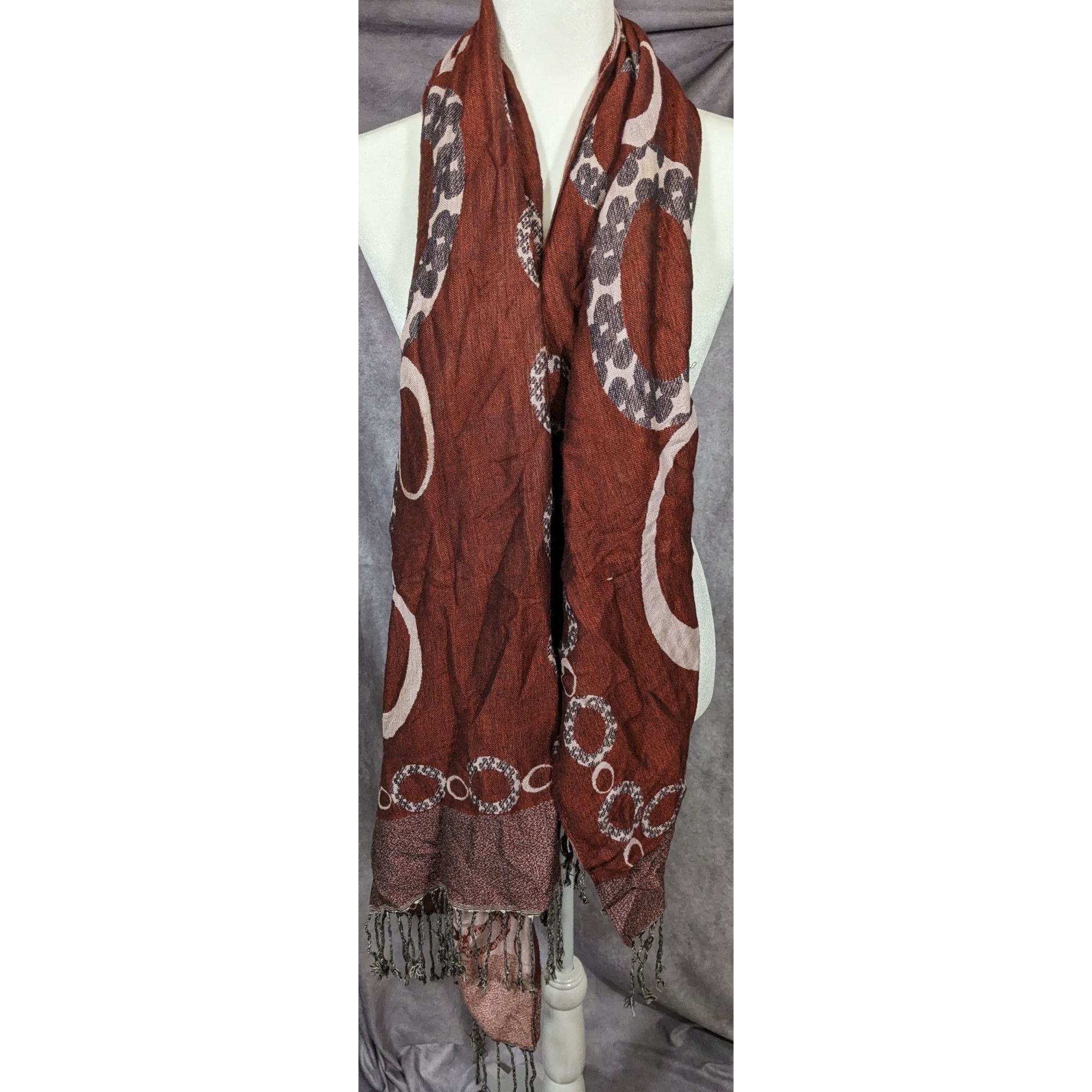 Other Pashmina Rust And Cream Bubble Print Scarf Size ONE SIZE - 8 Thumbnail