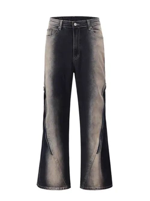 VIBE High street style large zipper gradient washed bootcut jeans Size US 34 / EU 50 - 5 Thumbnail