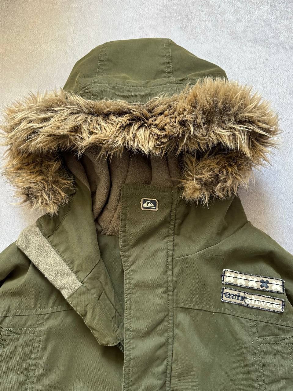 Quiksilver Vintage Quiksilver Olive Green Parka Jacket Fur Hood Size US XL / EU 56 / 4 - 7 Thumbnail