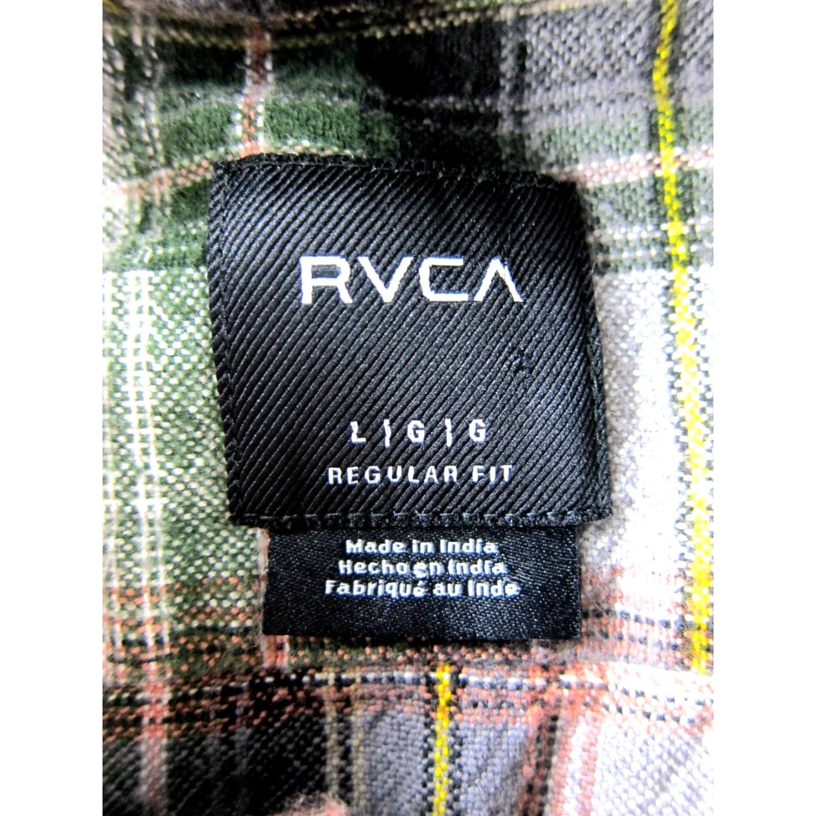 RVCA RVCA Grey Green Pink Yellow Plaid Cotton Flannel Long Sleeve Shirt Men Large Size US L / EU 52-54 / 3 - 3 Thumbnail