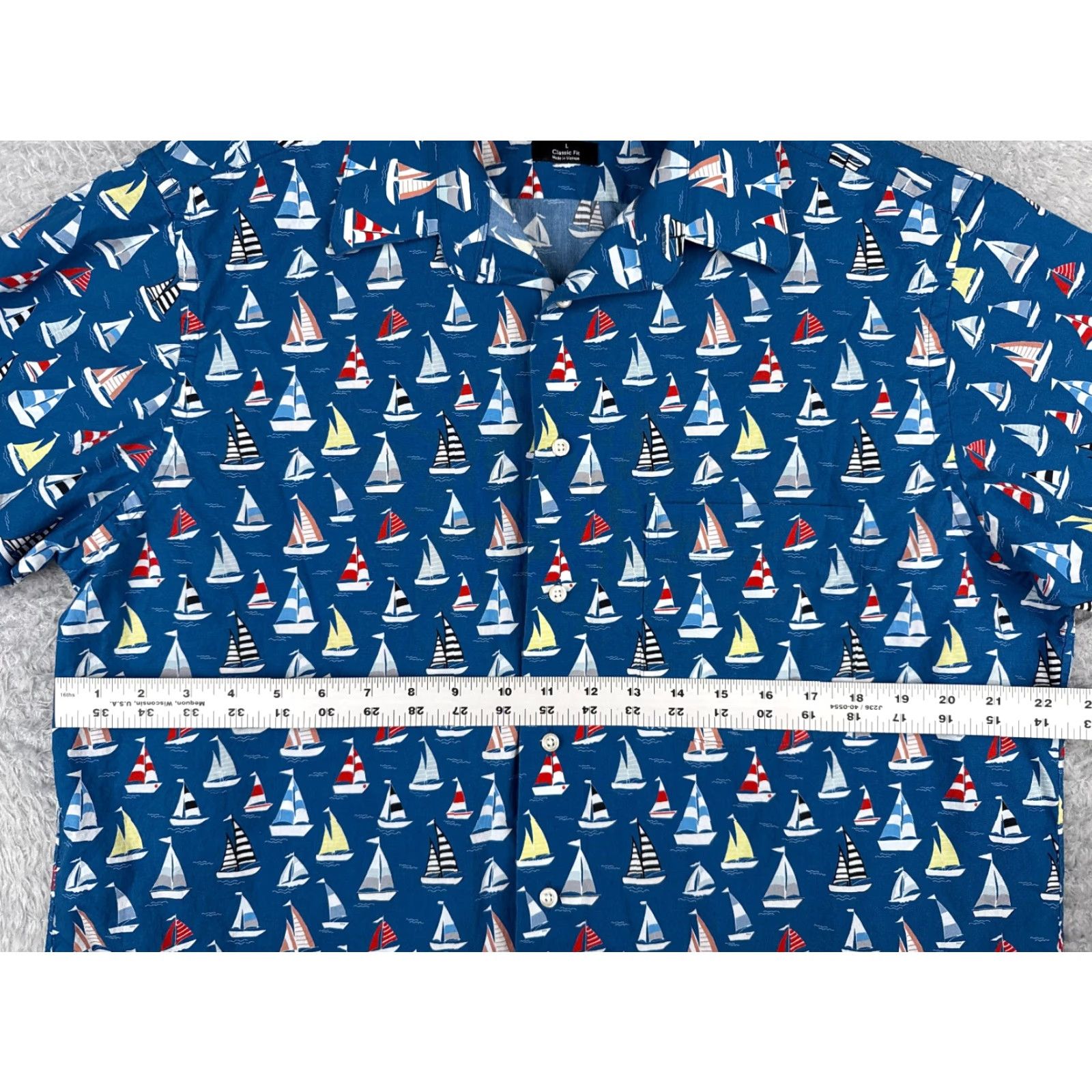 Vintage Paul Fredick Shirt Adult Large Blue Sailboat AOP Cotton Hawaiian Classic Fit Size US L / EU 52-54 / 3 - 7 Thumbnail