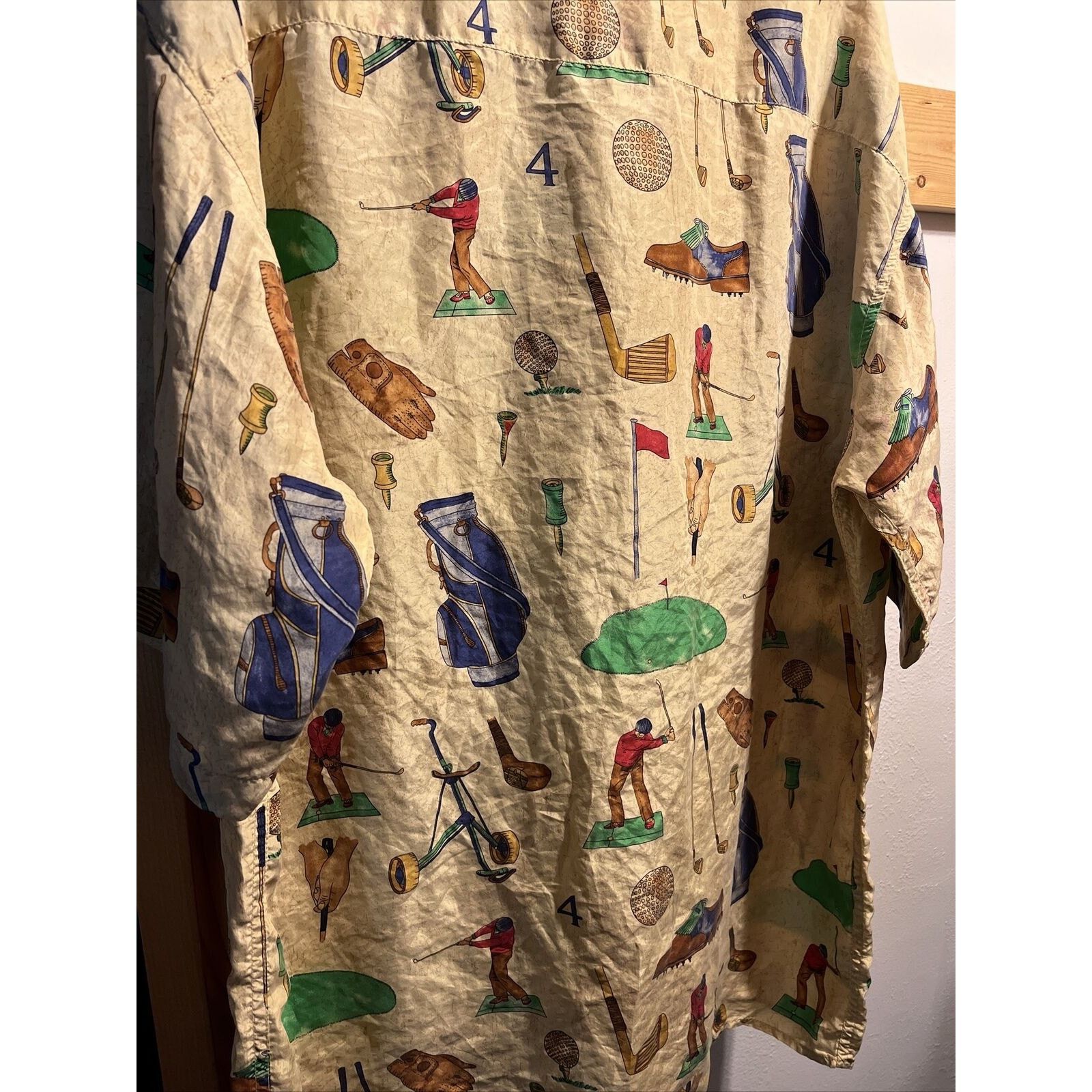 The Unbranded Brand Unbranded Vintage Men’s XL Gold Golf Silk Button Down Shirt Size US XL / EU 56 / 4 - 9 Thumbnail