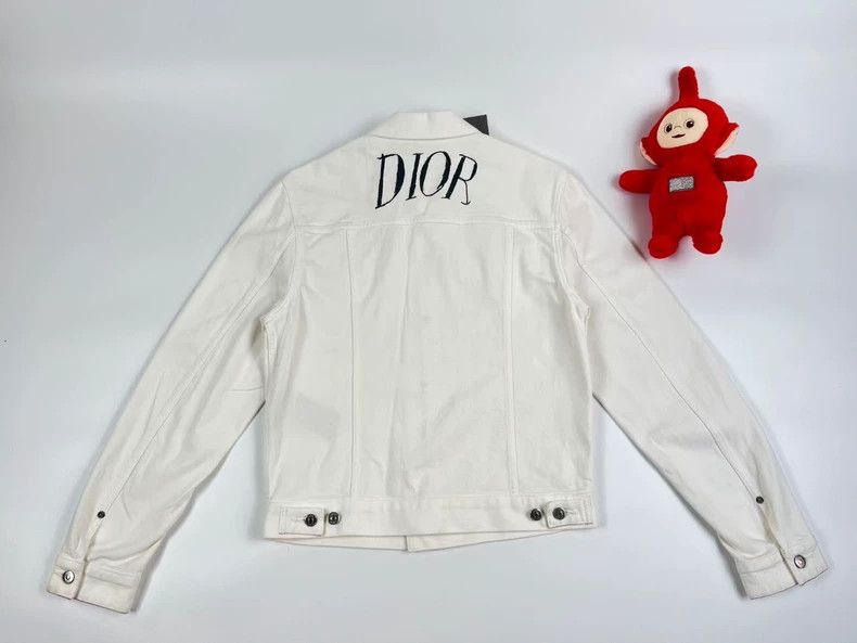 Dior Dior White Denim Jacket with Written Letters - dmc Size US L / EU 52-54 / 3 - 1 Thumbnail