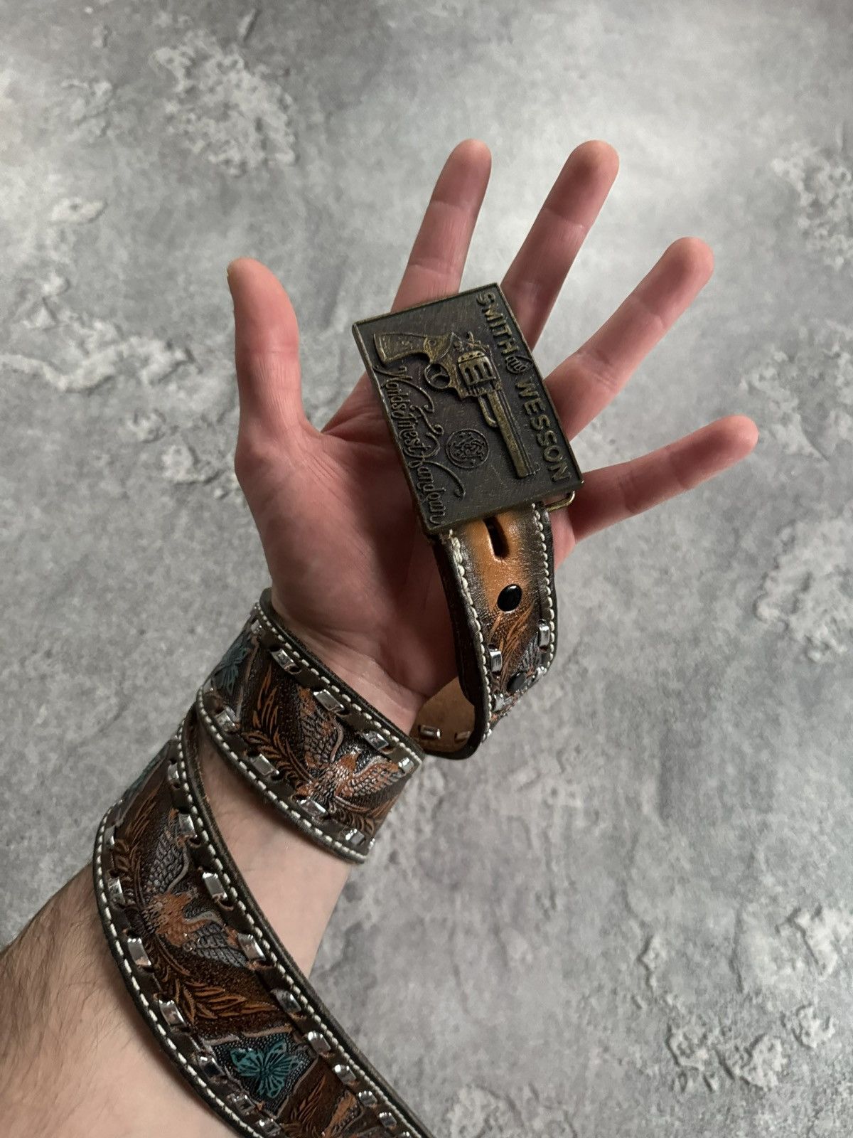 Cowboy Equipment Smith and wesson leather designer cowboy belt y2k avantgarde Size ONE SIZE - 2 Thumbnail