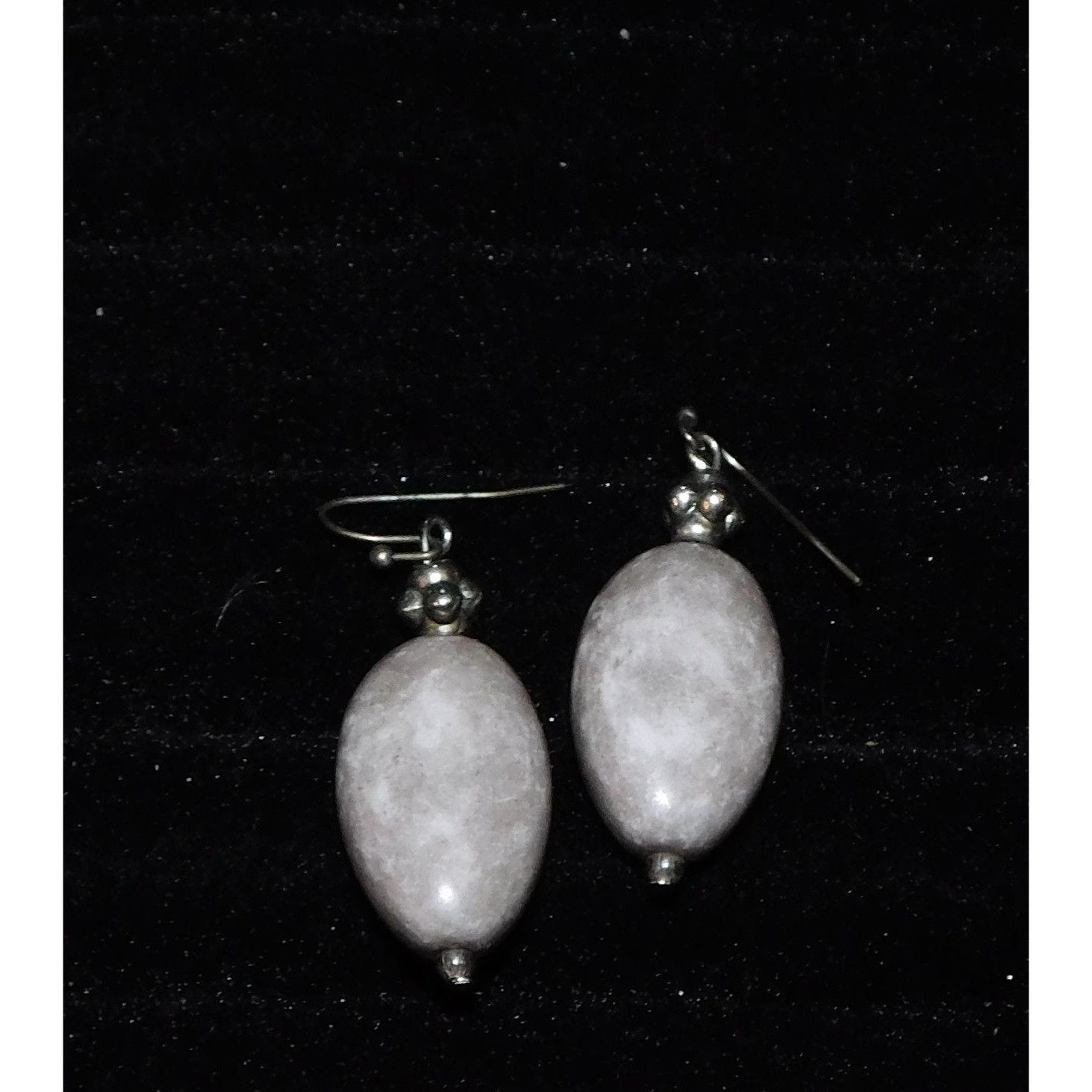 Other Casual Rustic Grey Stone Earrings With Silver Tone Hook Back Size ONE SIZE - 3 Thumbnail