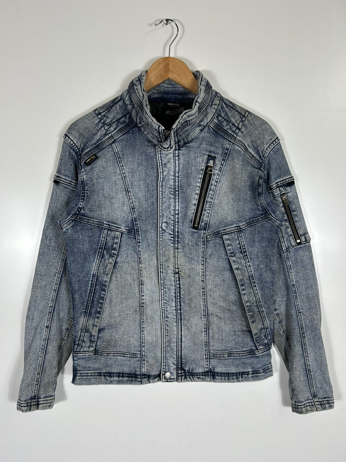 Japanese Brand 🔥Field Core Cordura Fabric Denim Distressed Rider Jacket Size US L / EU 52-54 / 3 - 1 Thumbnail