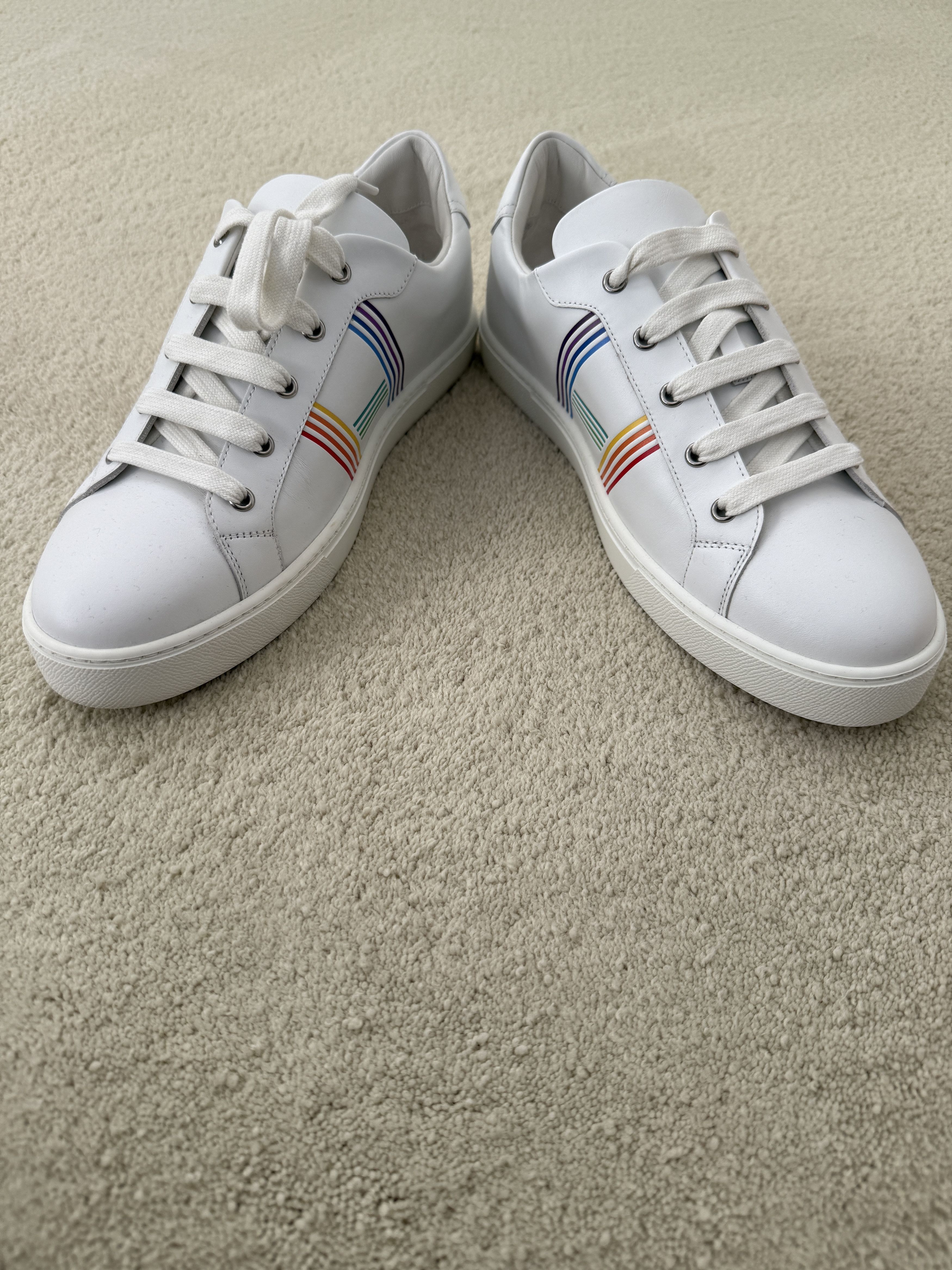 Hermes Hermes Mens New White w/Multcolor H Leather Sneakers Size US 10.5 / EU 43-44 - 8 Thumbnail