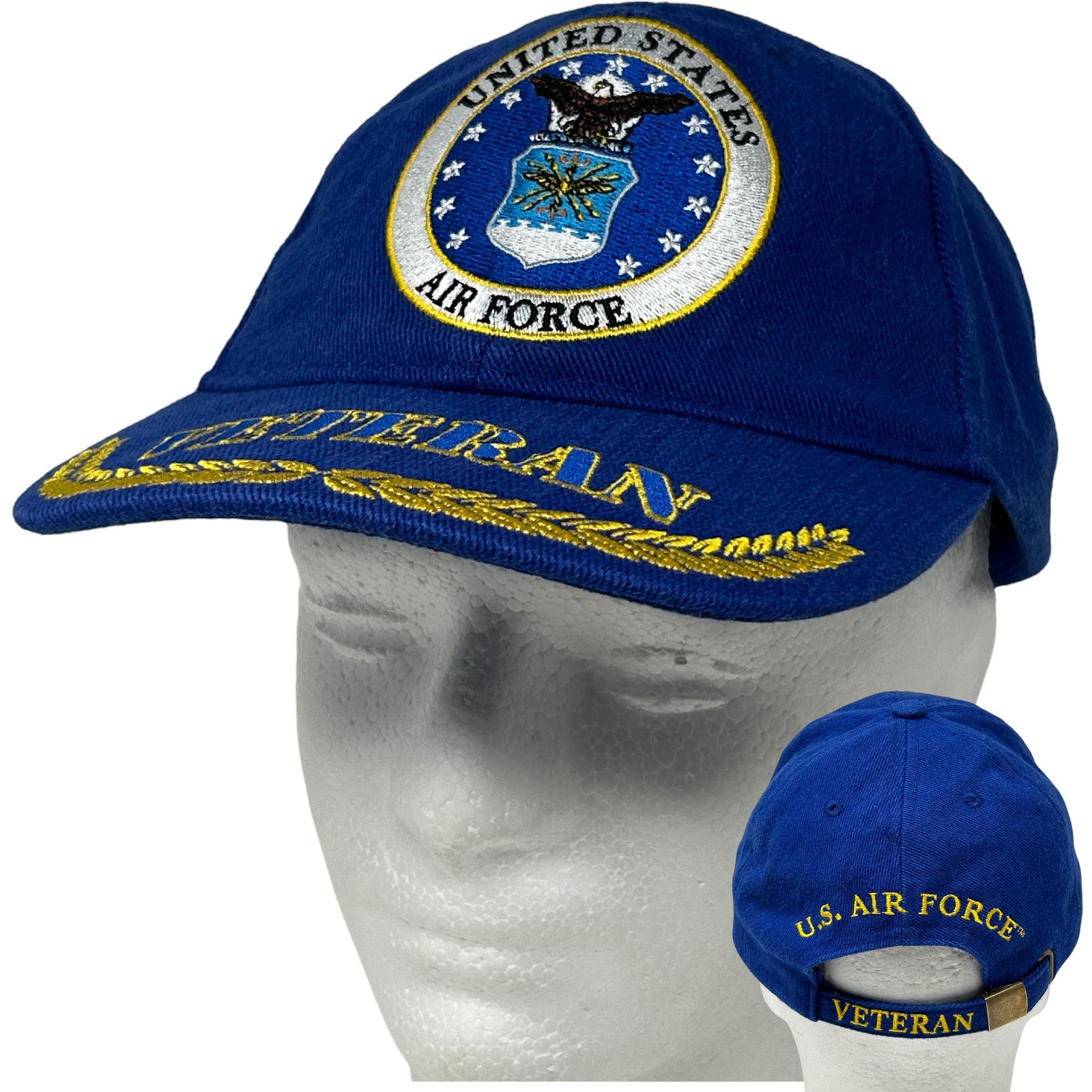 Other US Air Force Veteran Hat Cap Blue USAF Gold Leaf Leaves Size ONE SIZE - 1 Thumbnail