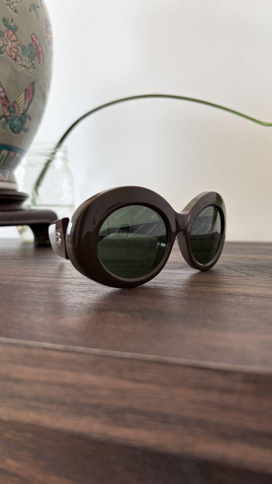 Balenciaga Balenciaga Oval Sunglasses Brown Frame Logo Lens Size ONE SIZE - 6 Thumbnail