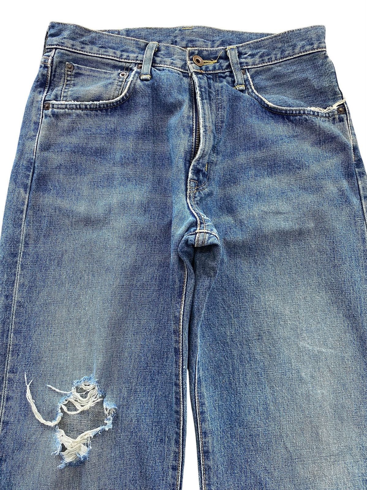 Edwin Edwin 505 Blue Wash Ripped Style Straight Leg Jeans Size US 30 / EU 46 - 2 Thumbnail