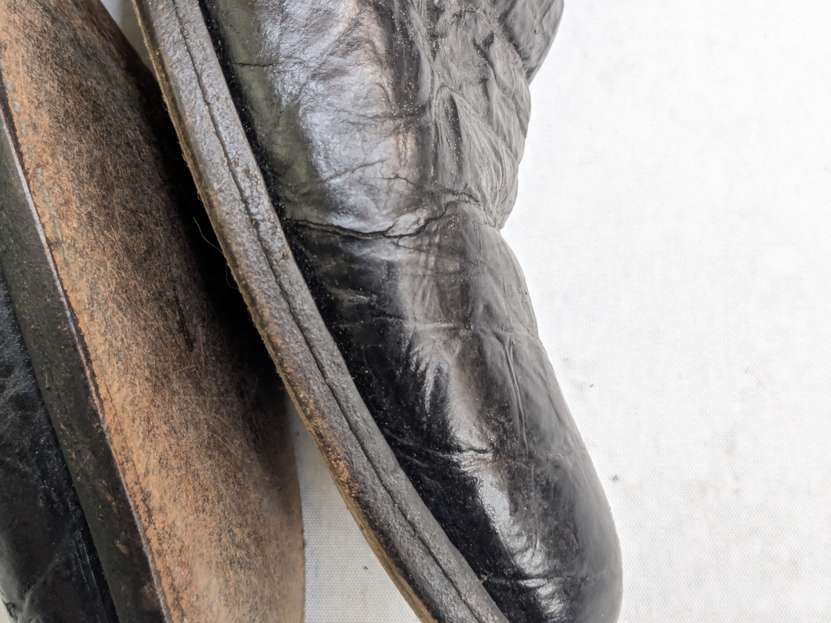Vintage Cowboy Boots Black Alligator Leather 9 E Wide
