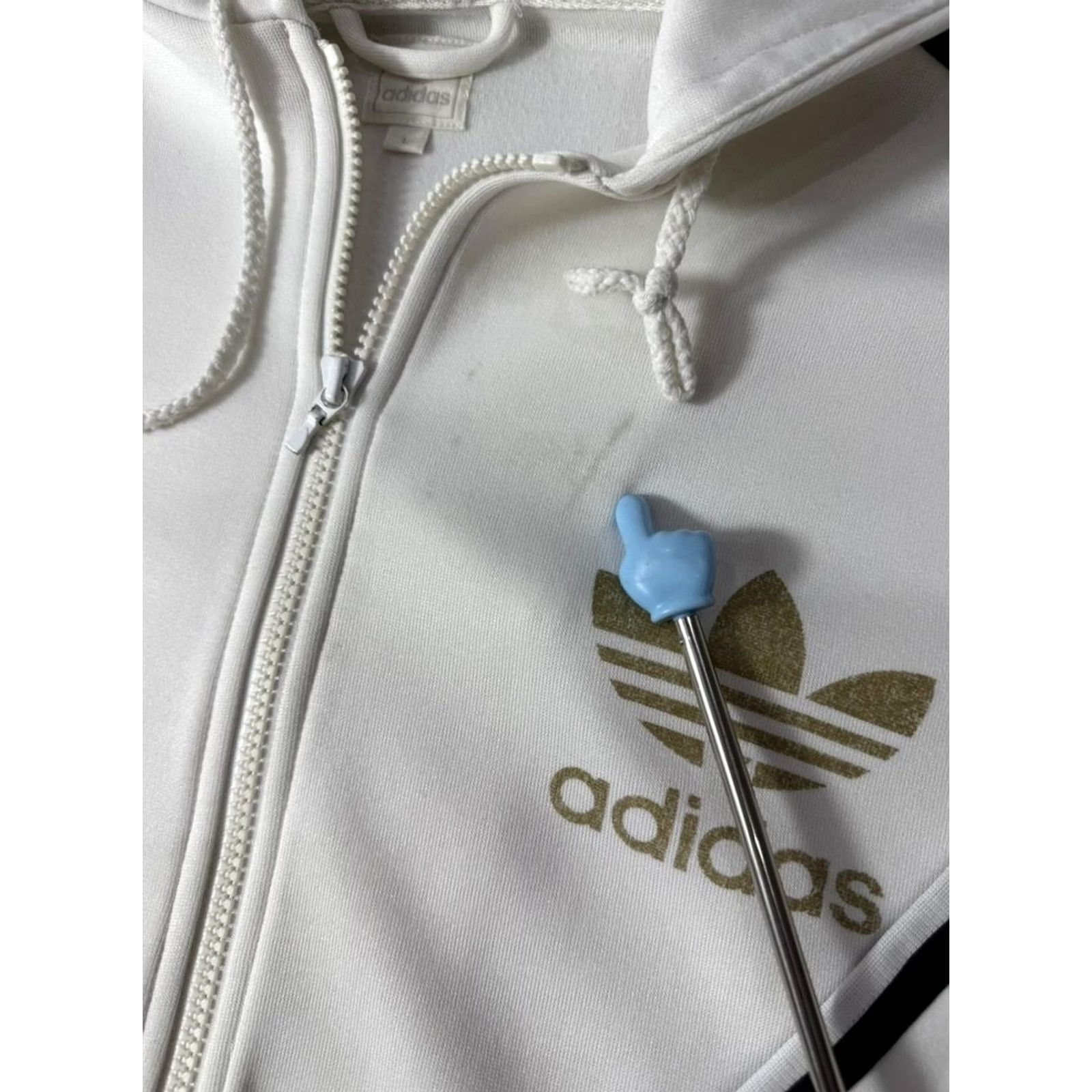 Adidas Adidas Originals White Zip Hoodie Mens Large Trefoil Logo Full Zip Jacket Size US L / EU 52-54 / 3 - 6 Thumbnail