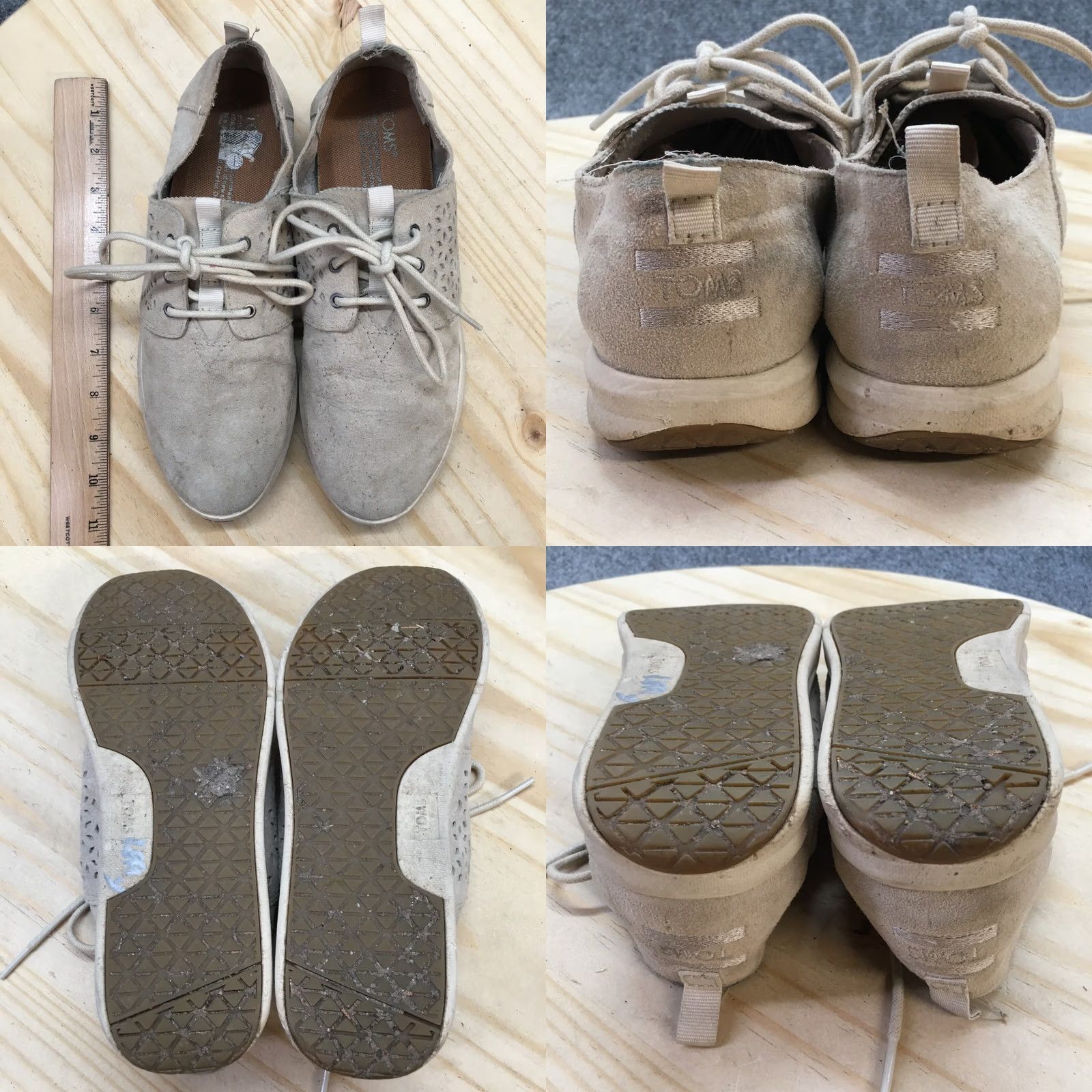 Toms TOMS Shoes Womens 8 Low Top Sneakers Beige Faux Suede Round Toe Lace Up Casual Size M / US 6-8 / IT 42-44 - 8 Thumbnail