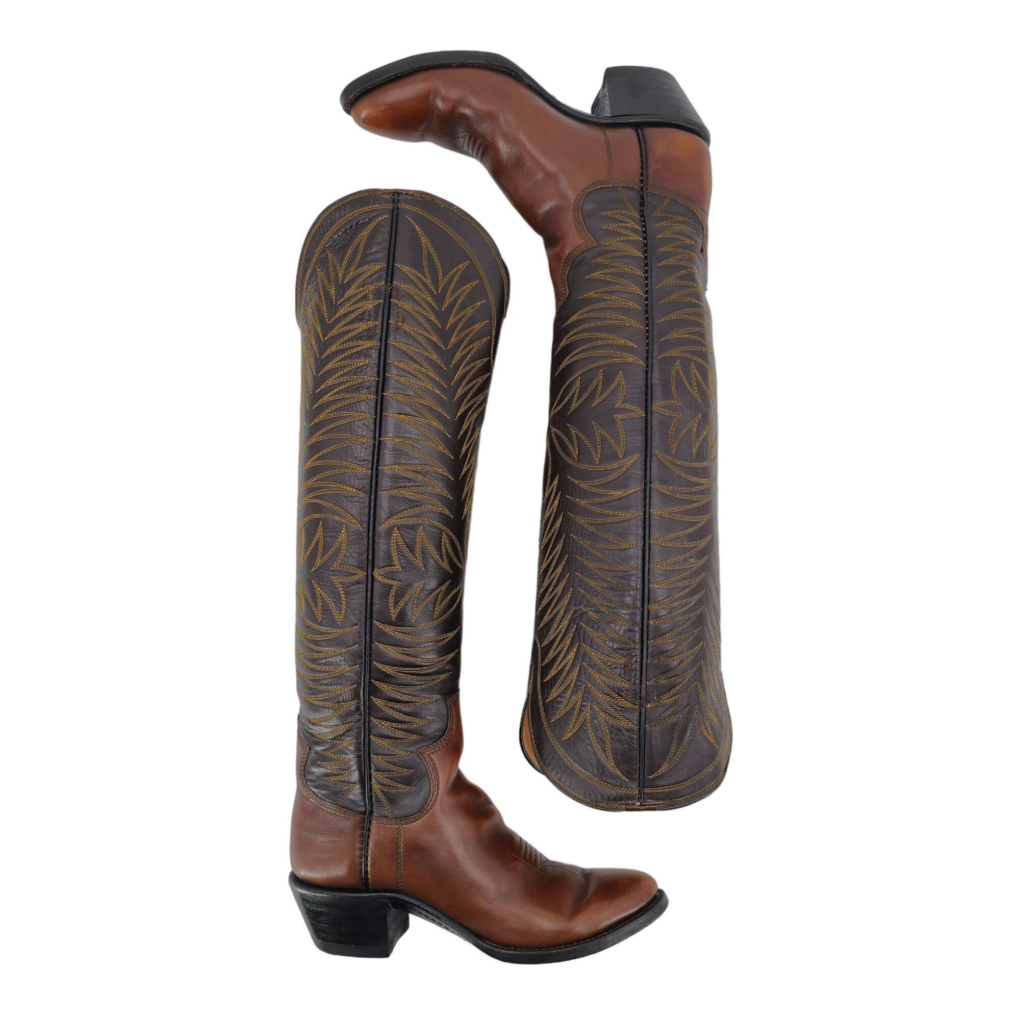 Other Vintage Paul Bond Tall Custom Womens 6B Brown Leather Boots Size US 6 / IT 36 - 9 Thumbnail