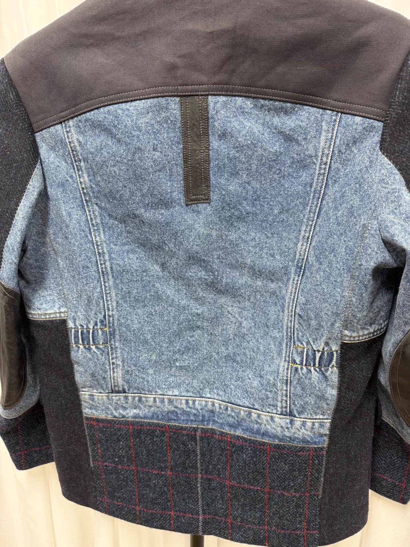 Comme des Garcons JUNYA WATANABE MAN Wool Denim Patchwork Leather Elbow Jacket Size US XS / EU 42 / 0 - 6 Thumbnail