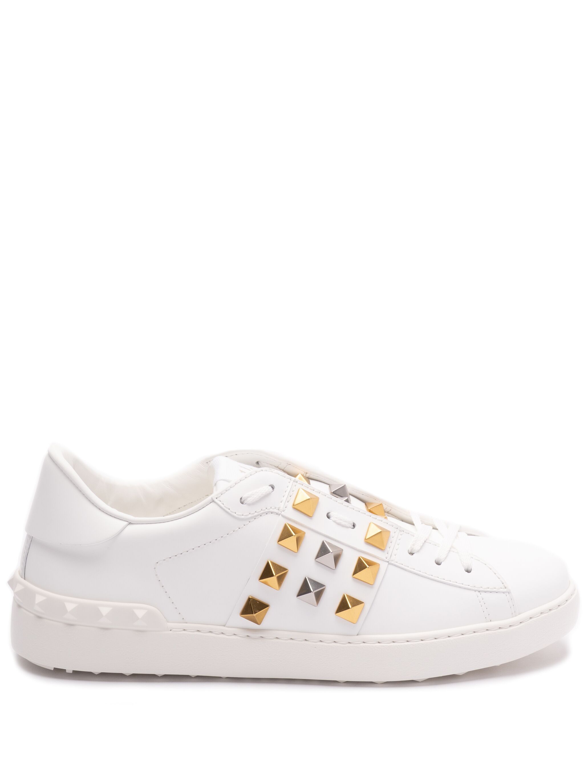 Valentino o1s22i1n1224 Rockstud Untitled Leather Sneakers in White Size US 10 / EU 43 - 1 Thumbnail