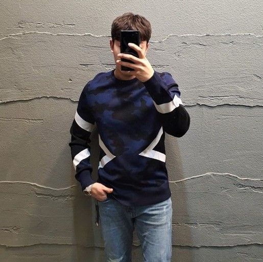 Neil Barrett Neil Barrett Blue Camo Knit Sweater Slim fit Size US M / EU 48-50 / 2 - 1 Thumbnail