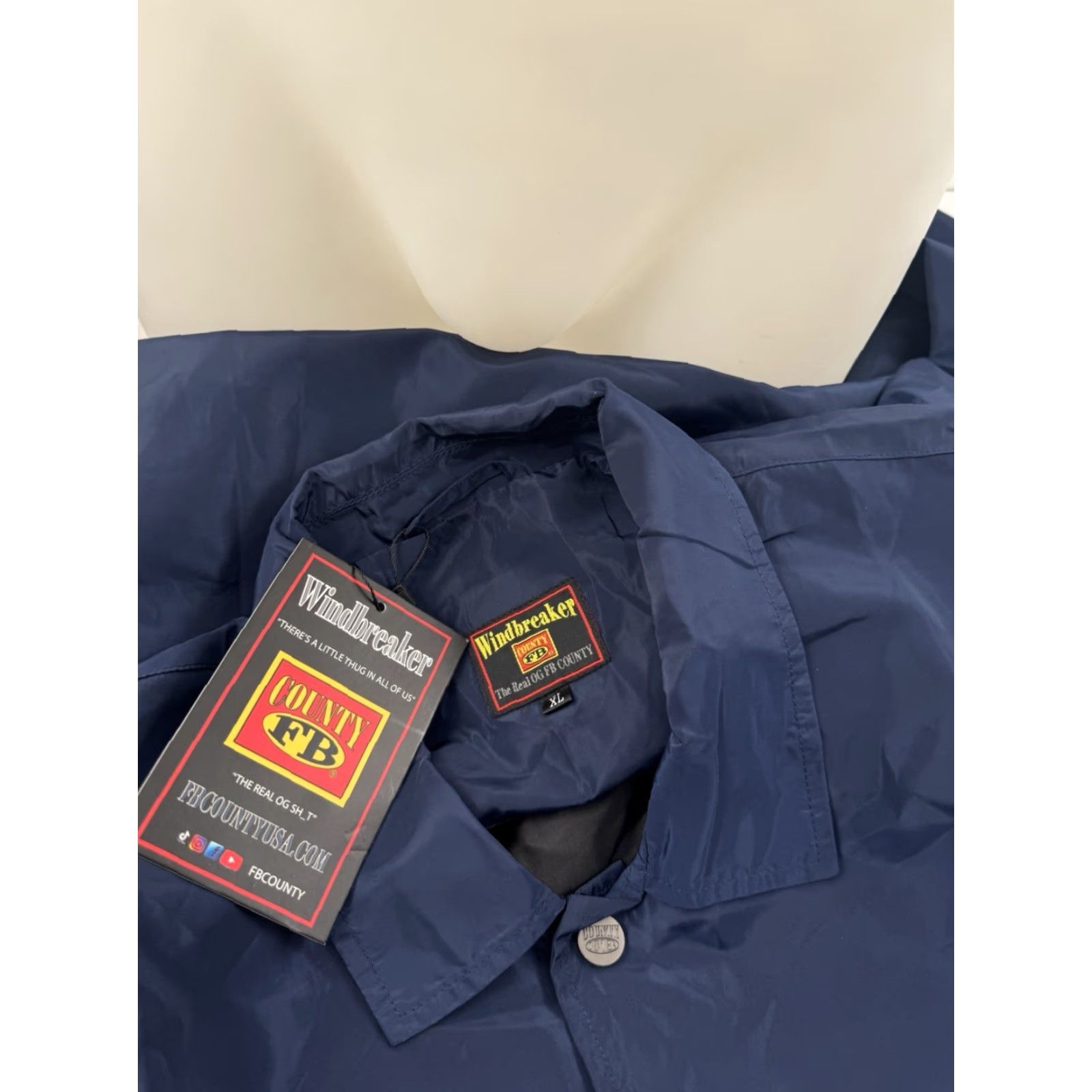 Vintage FB County USA - NEW w TAG Mens XL Windbreaker Jacket Blue USA Theme Windbreaker Jacket Mens XL Blue Size US XL / EU 56 / 4 - 4 Thumbnail