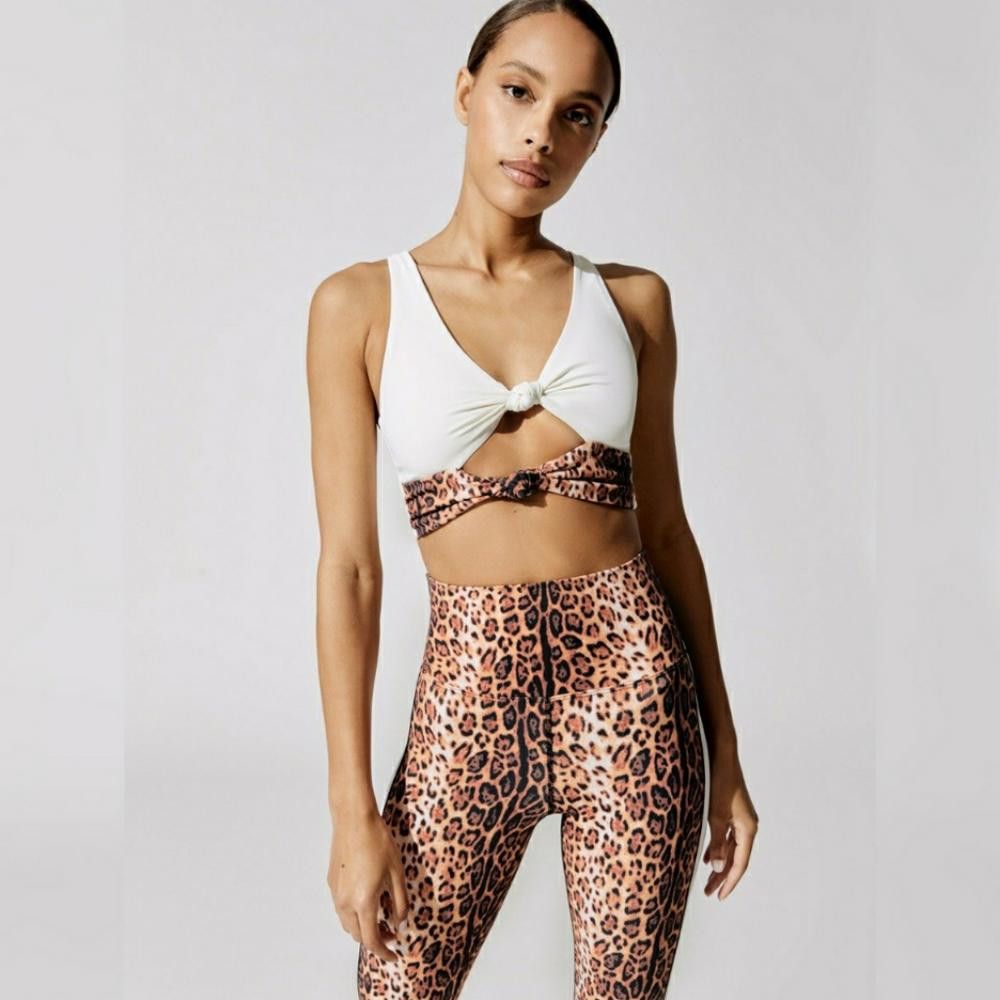 Designer Beach Riot | Ivory-Leopard | Bowie Sport Bra Size ONE SIZE - 4 Thumbnail