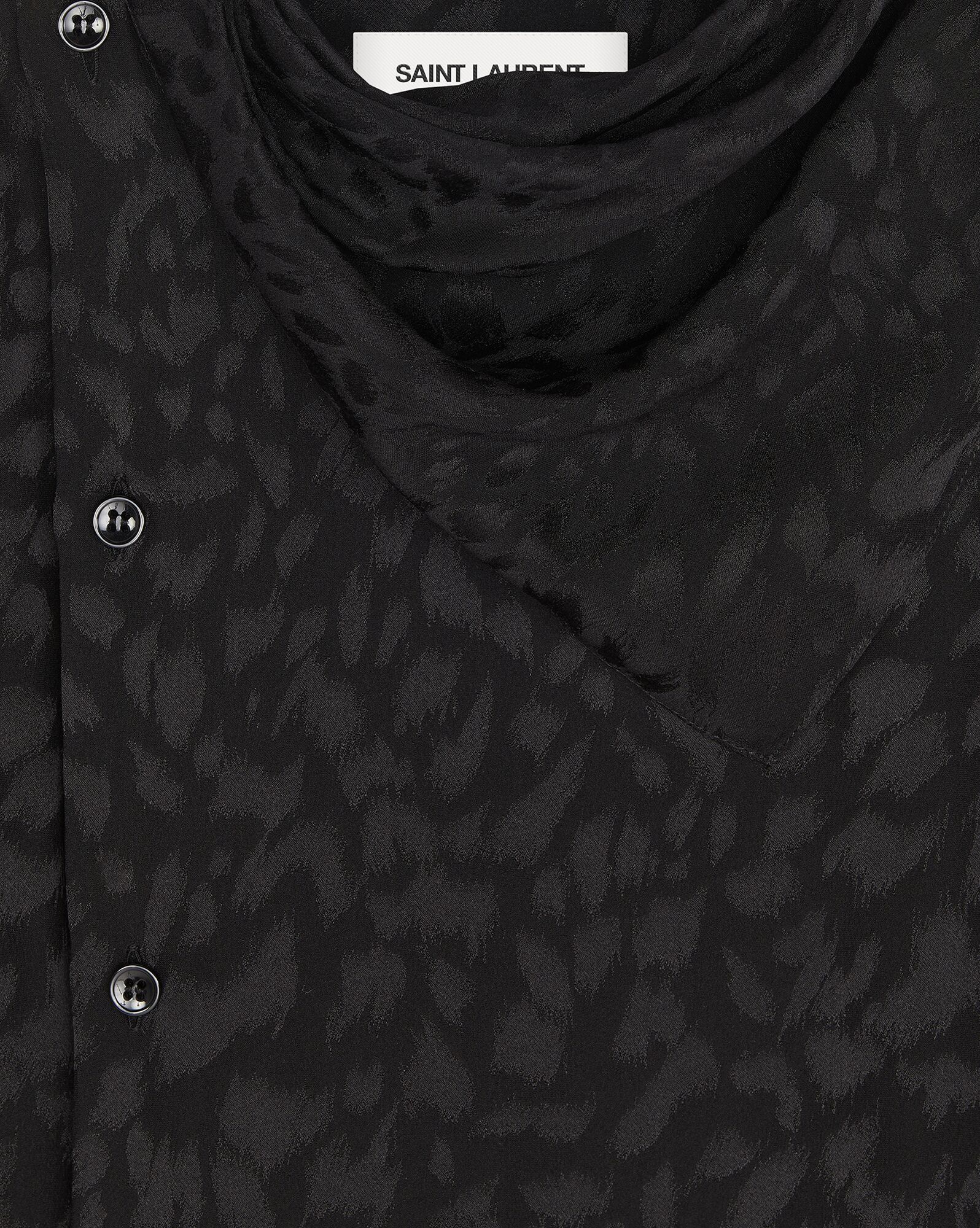 Saint Laurent Paris o1tp1o0125 Scarf Collar Shirt In Matte And Shiny in Leopard Size M / US 6-8 / IT 42-44 - 3 Thumbnail