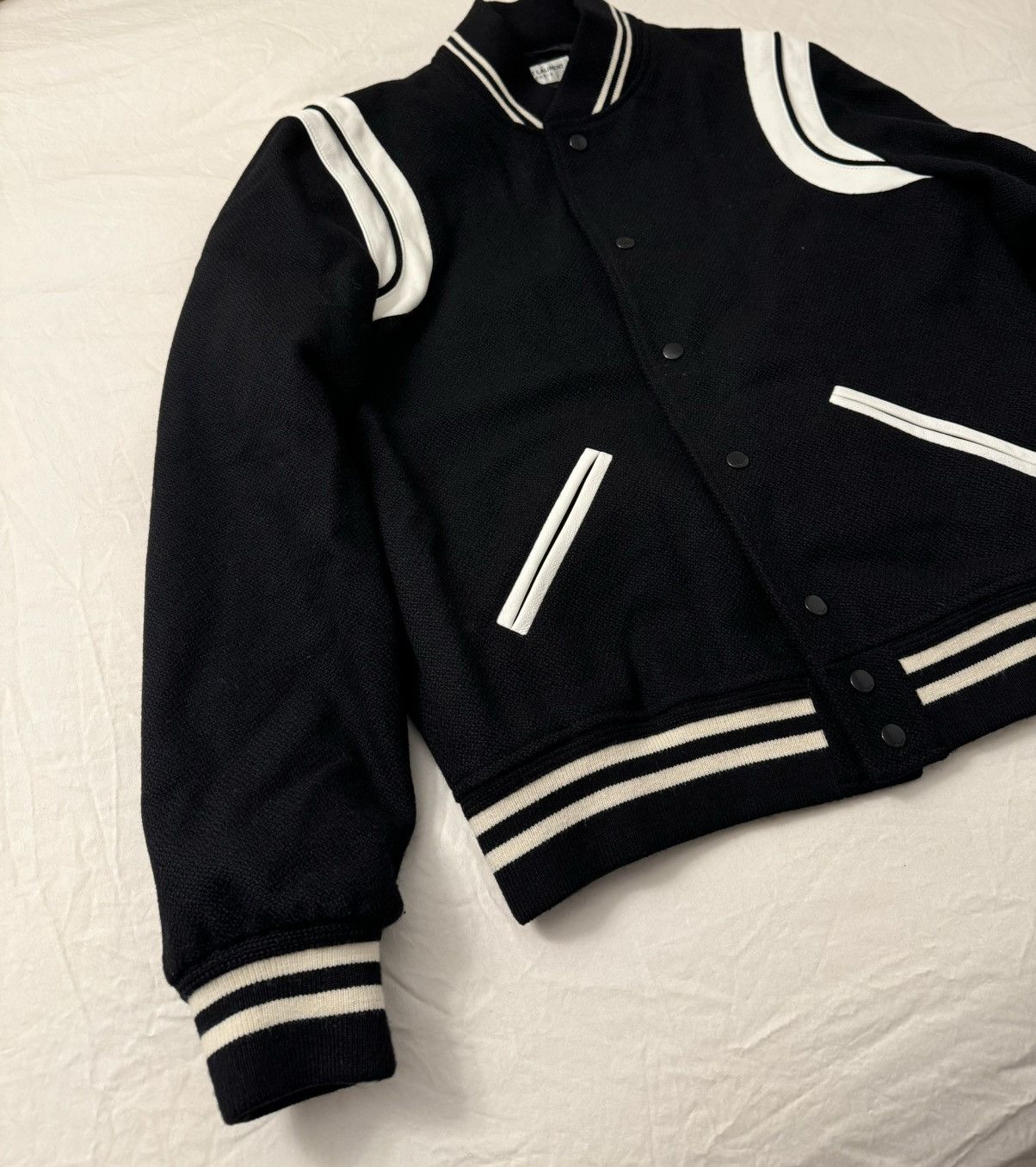 Saint Laurent Paris 🔥Brand New🔥Teddy Leather-Trimmed Wool Bomber Jacket Size US M / EU 48-50 / 2 - 4 Thumbnail