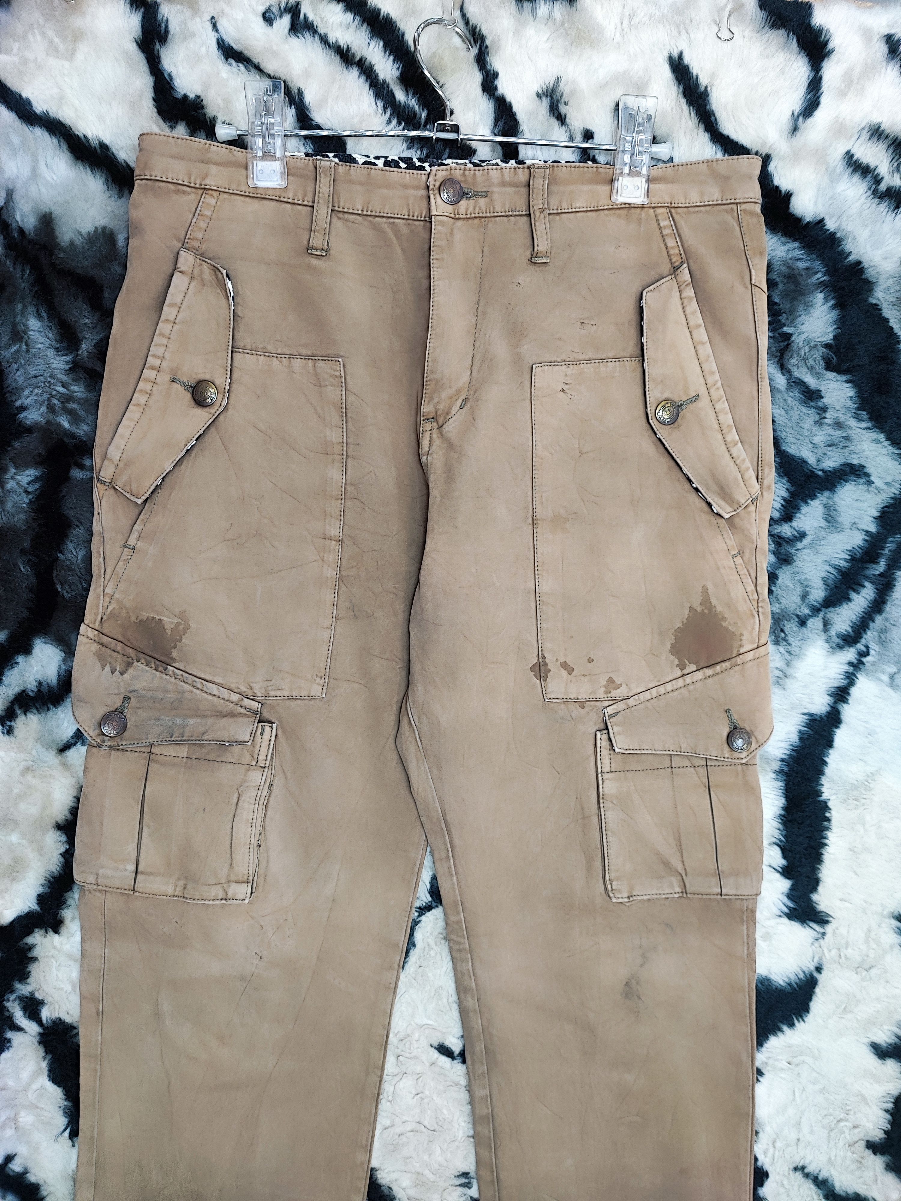 Le Grande Bleu (L.G.B.) PPFM Bondage Distressed Brown Cargo Pants Size US 32 / EU 48 - 3 Thumbnail