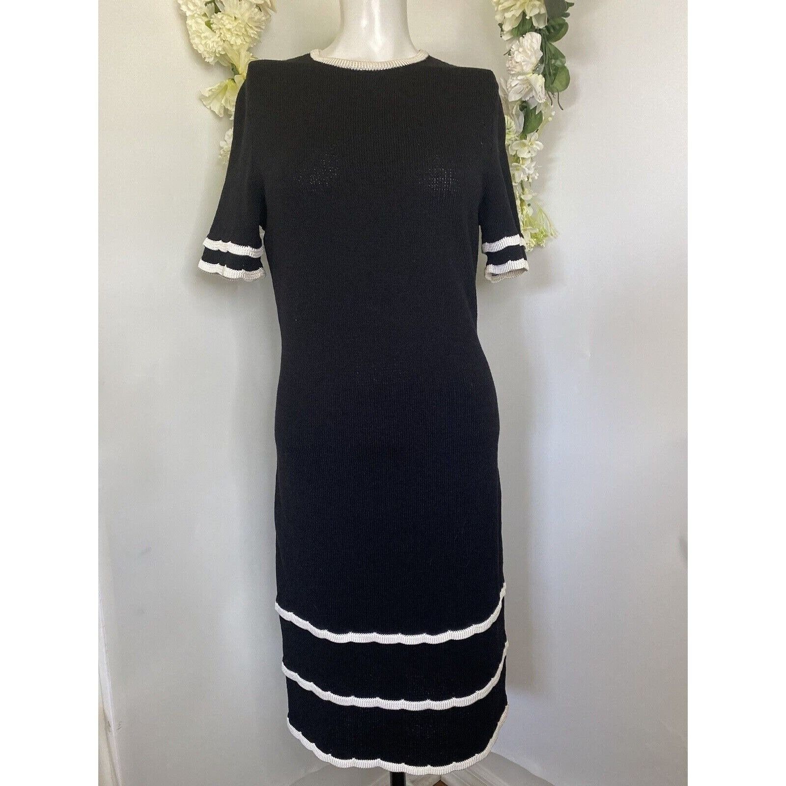 image of Vintage Alnoral By Al Spokavicius Small Sweater Dress Black in Black/Ivory, Women's