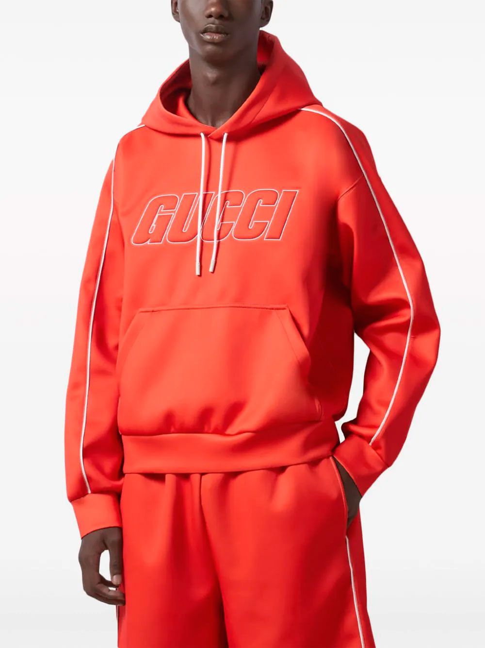 Gucci S - Gucci Neoprene Hooded Sweatshirt Red Coral Hoodie Logo Size US S / EU 44-46 / 1 - 2 Thumbnail