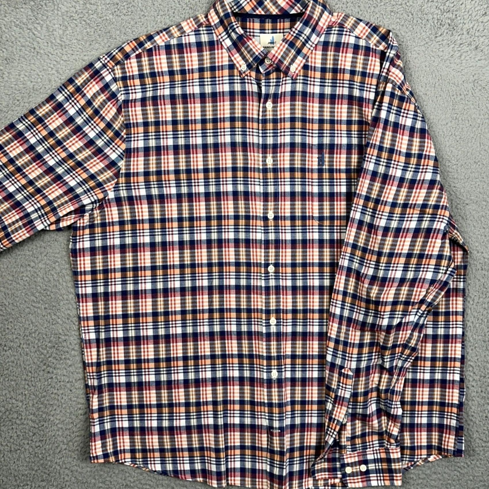 johnnie-O Johnnie-O Shirt Mens XL Navy Orange Hangin Out Button Down Plaid Long Sleeve EUC Size US XL / EU 56 / 4 - 2 Thumbnail