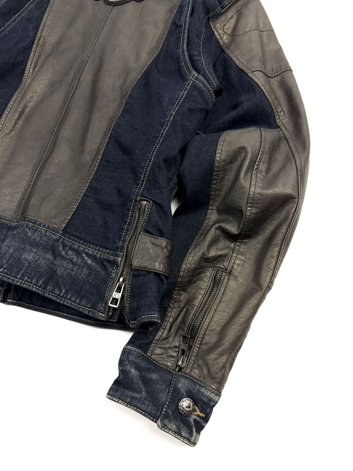 Harley Davidson Harley Davidson Vintage Buffalo Leather Denim Biker Jacket Size M / US 6-8 / IT 42-44 - 17 Thumbnail