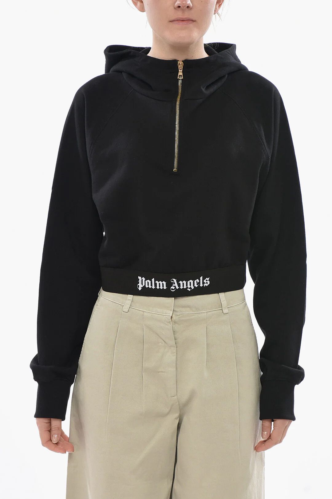 Palm Angels og1mm0326 Half-Zip Hoodie in Black Size XL / US 12-14 / IT 48-50 - 1 Thumbnail