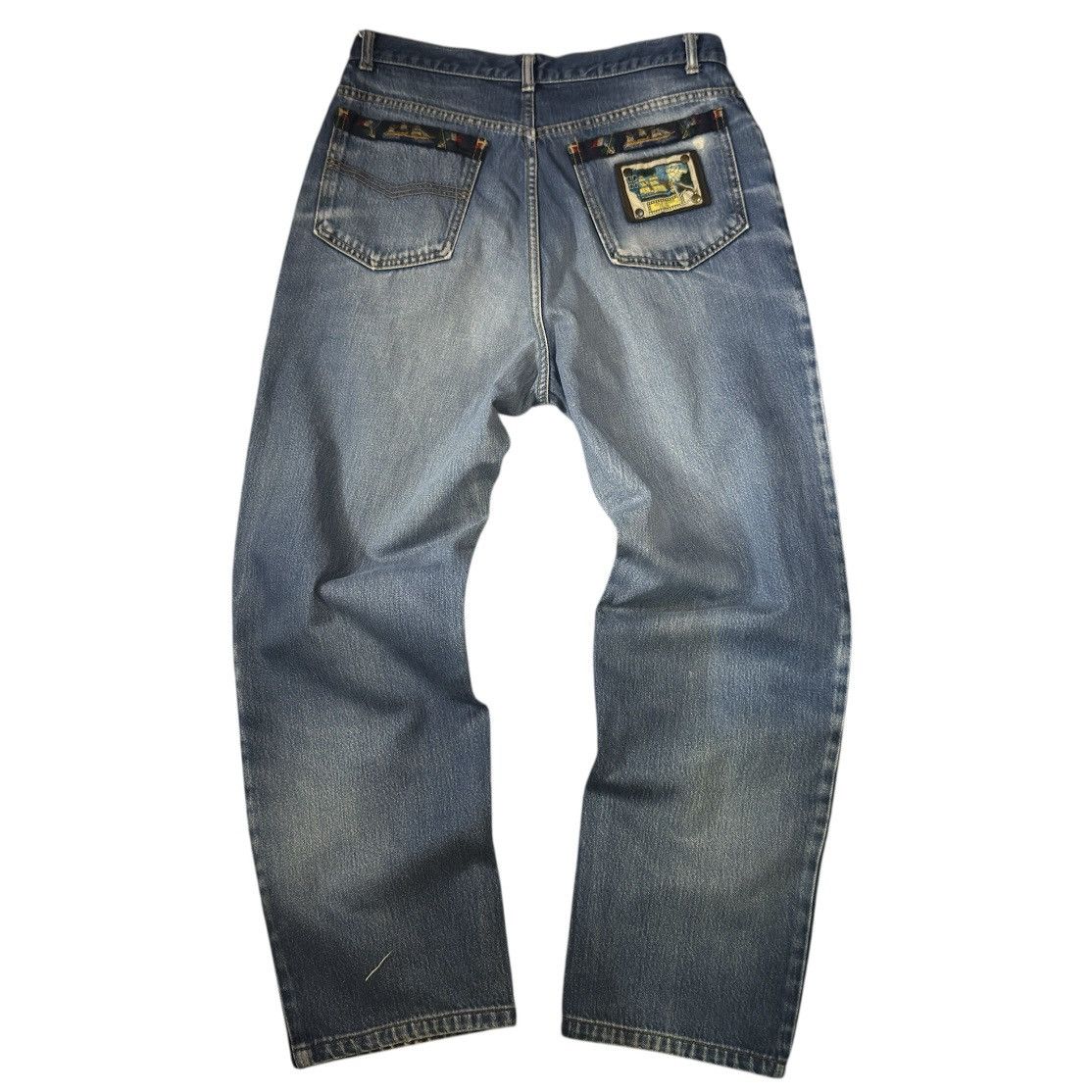 Celine Vintage 90s Voile La Mer Celine Blue Aging Denim Size US 33 - 1 Thumbnail